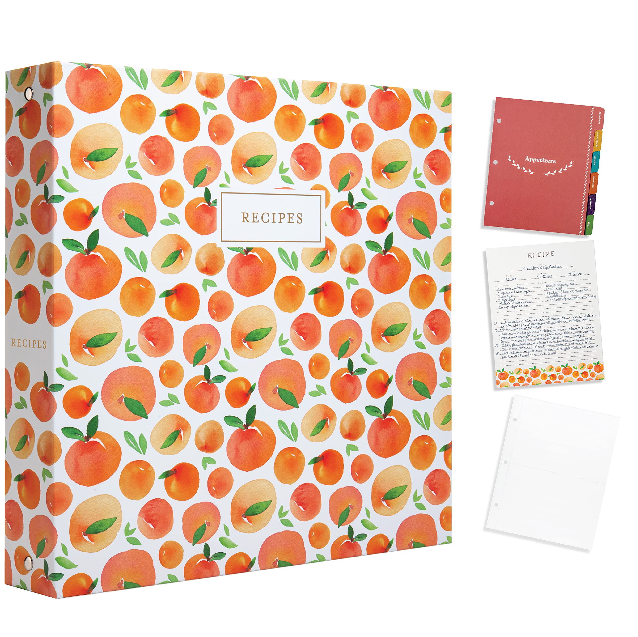 Jot & Mark 3 Ring Recipe Binder (Peach Dream, 8.5'' X 11'' Recipe Binder)