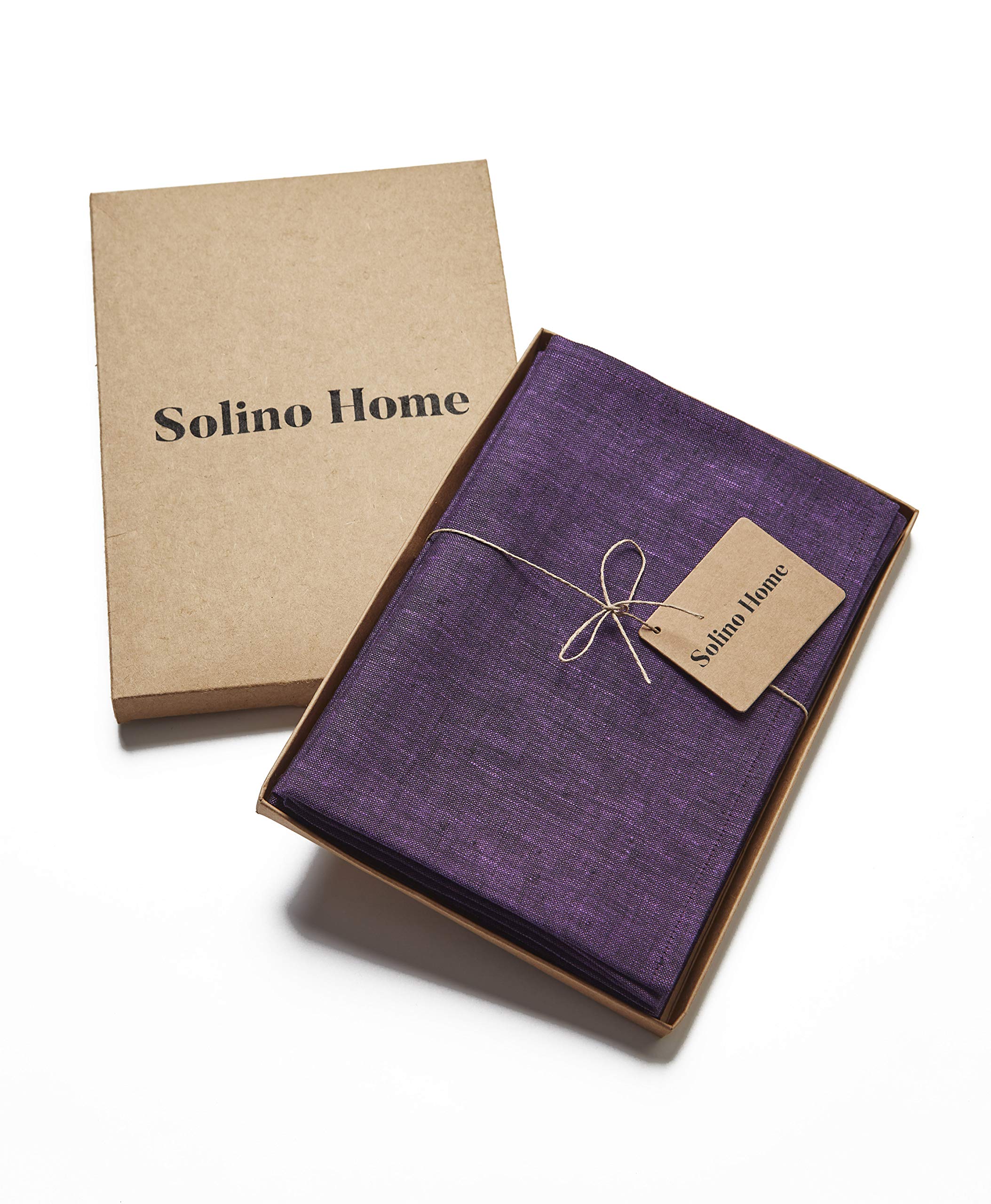 Solino Home Linen Dinner Napkins 20 X 20 Inch - 100% Pure Linen Grape Cloth Napkins Set Of 4 For Spring, Easter - Athena, Handcr