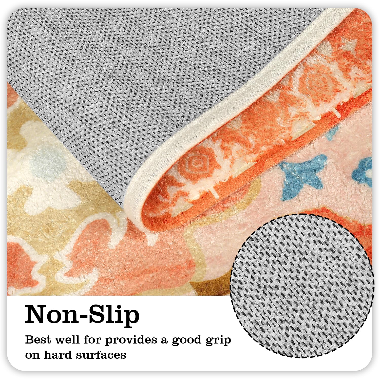 Uphome Boho Tribal Bathroom Rugs Orange Cute Floral Bathroom Mat Non-Slip Machine Washable Bath Rug Soft Oriental Bath Mats For