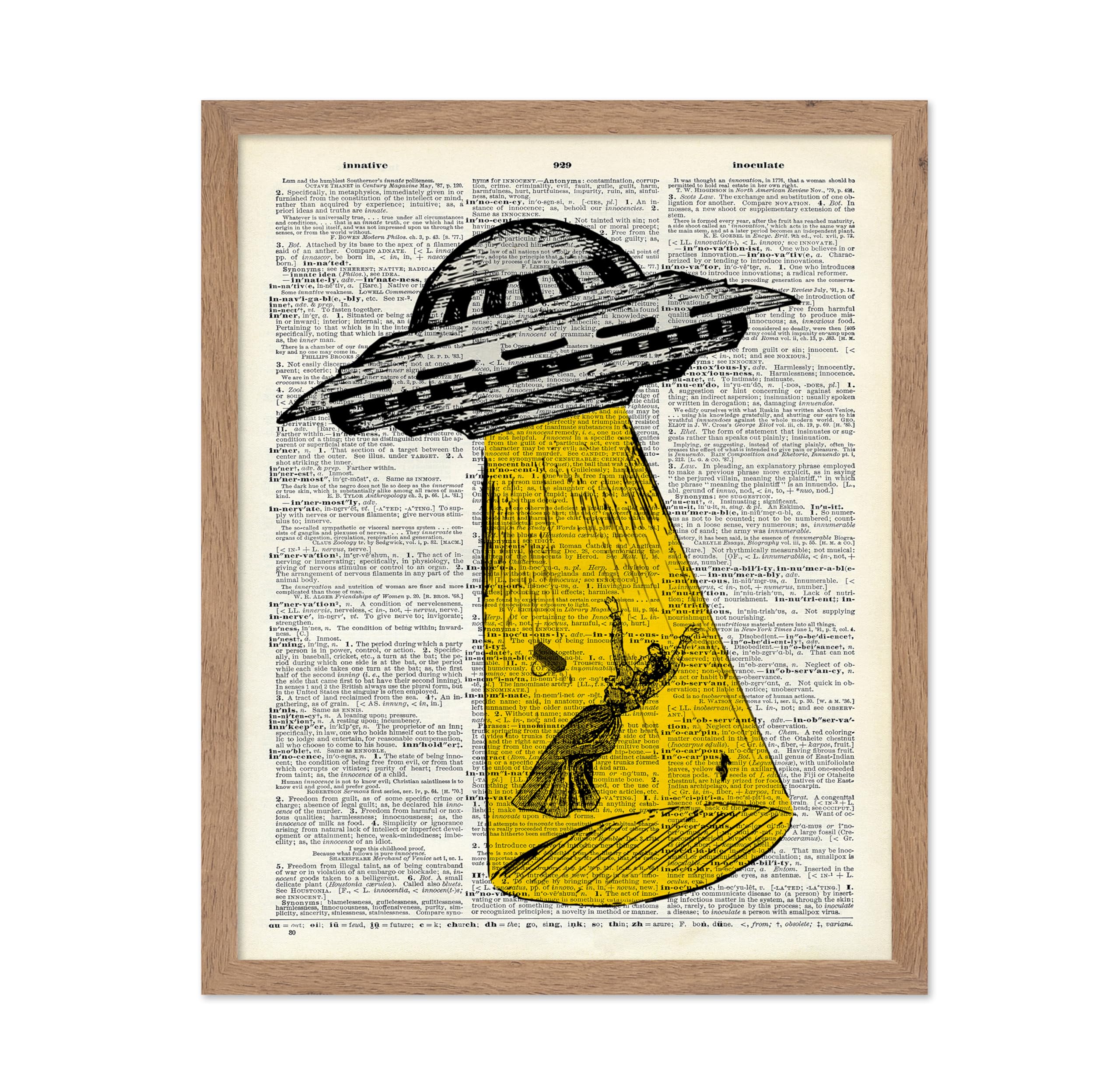 Poster Master Dictionary Art Poster - Alien Abduction Print - UFO Art - Halloween Art - Extraterrestrial Art - Gift for Men & Wo