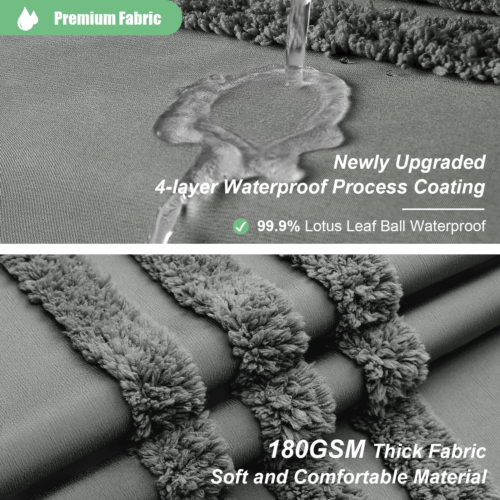 Dynamene Charcoal Grey Fabric Shower Curtain, Tufted Chenille Striped Cloth Shower Curtain For Bathroom, Modern Farmhouse Shabby