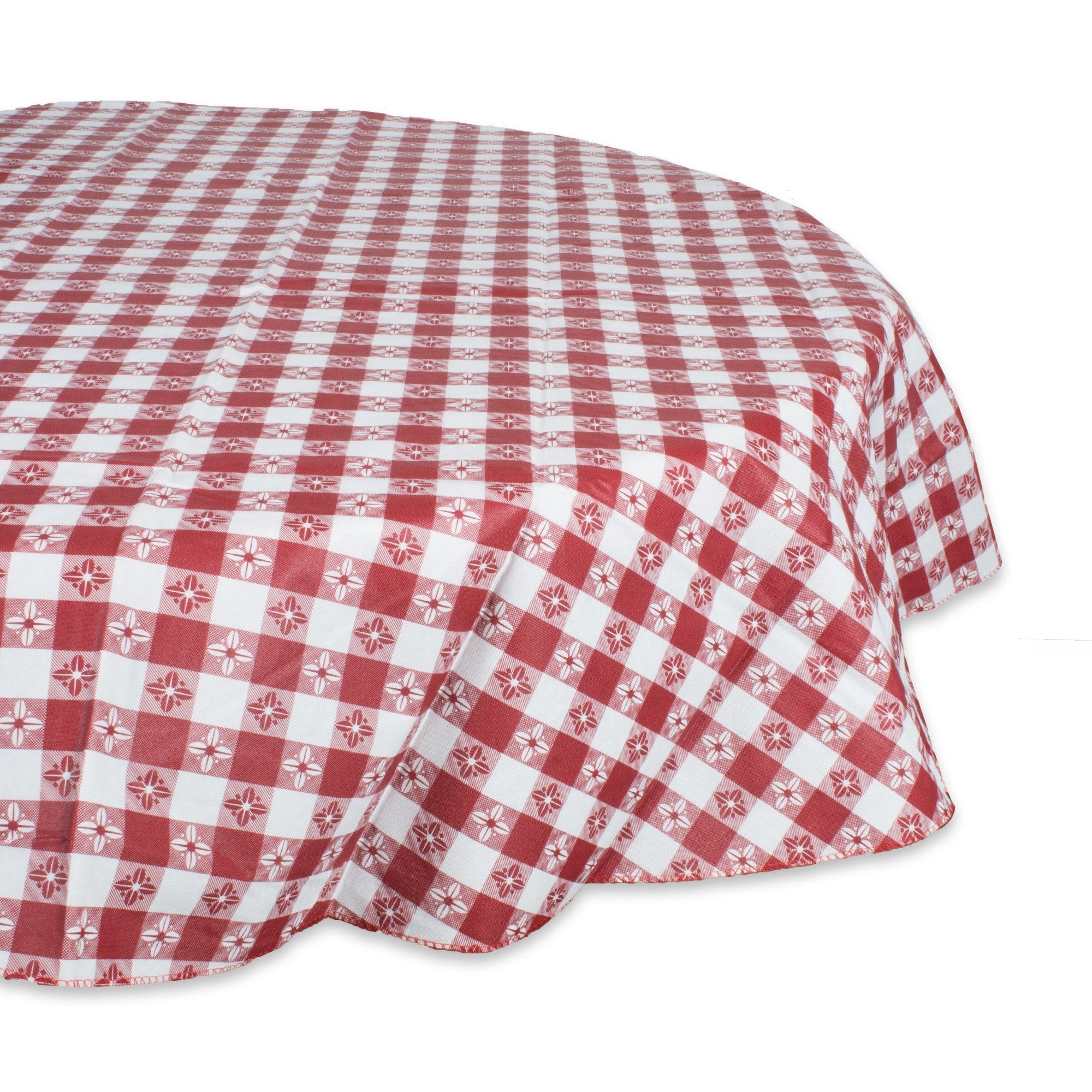 Dii 60Rnd Red Chk Ecovinyl Tablecloth (Set Of 3)