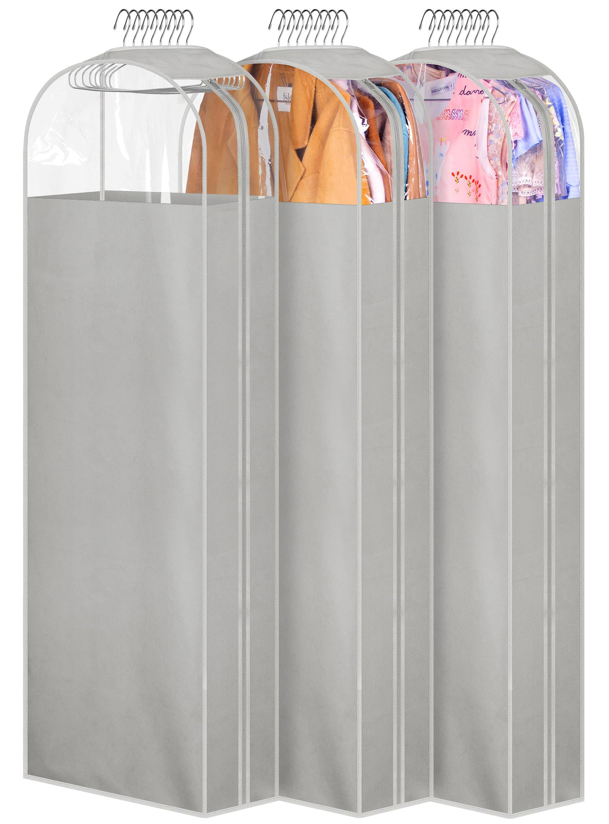 Misslo 10'' Gusseted Garment Bags For Hanging Clothes Storage 60'' Dress Bags For Gowns Long Breathable Dress Cover For Closet H