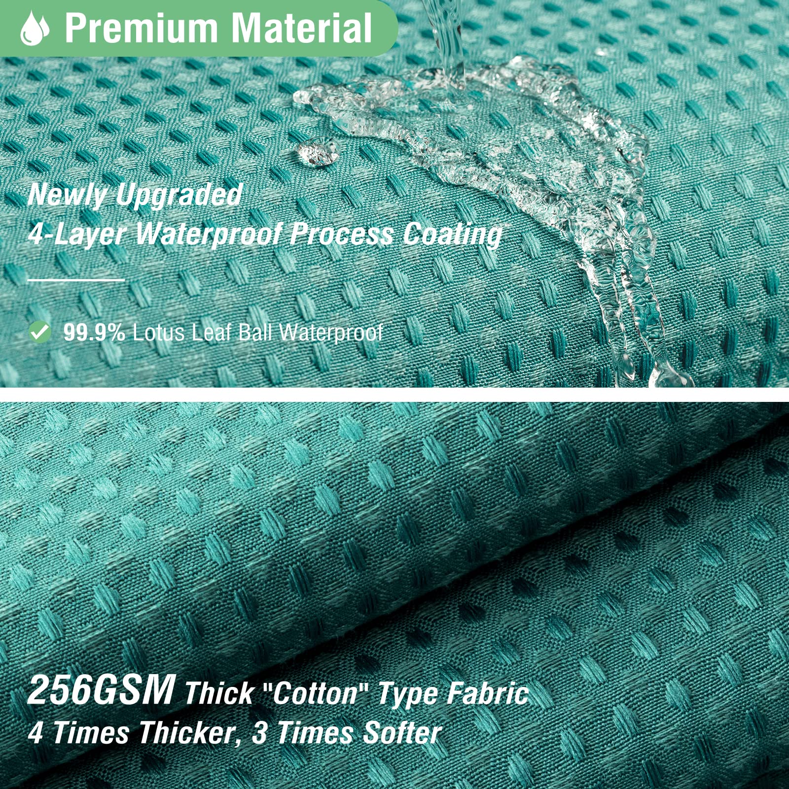 Dynamene Extra Long Shower Curtain - 84 Inch Long Green Fabric Waffle Weave Heavy Duty Shower Curtain For Bathroom, Weighted Hot