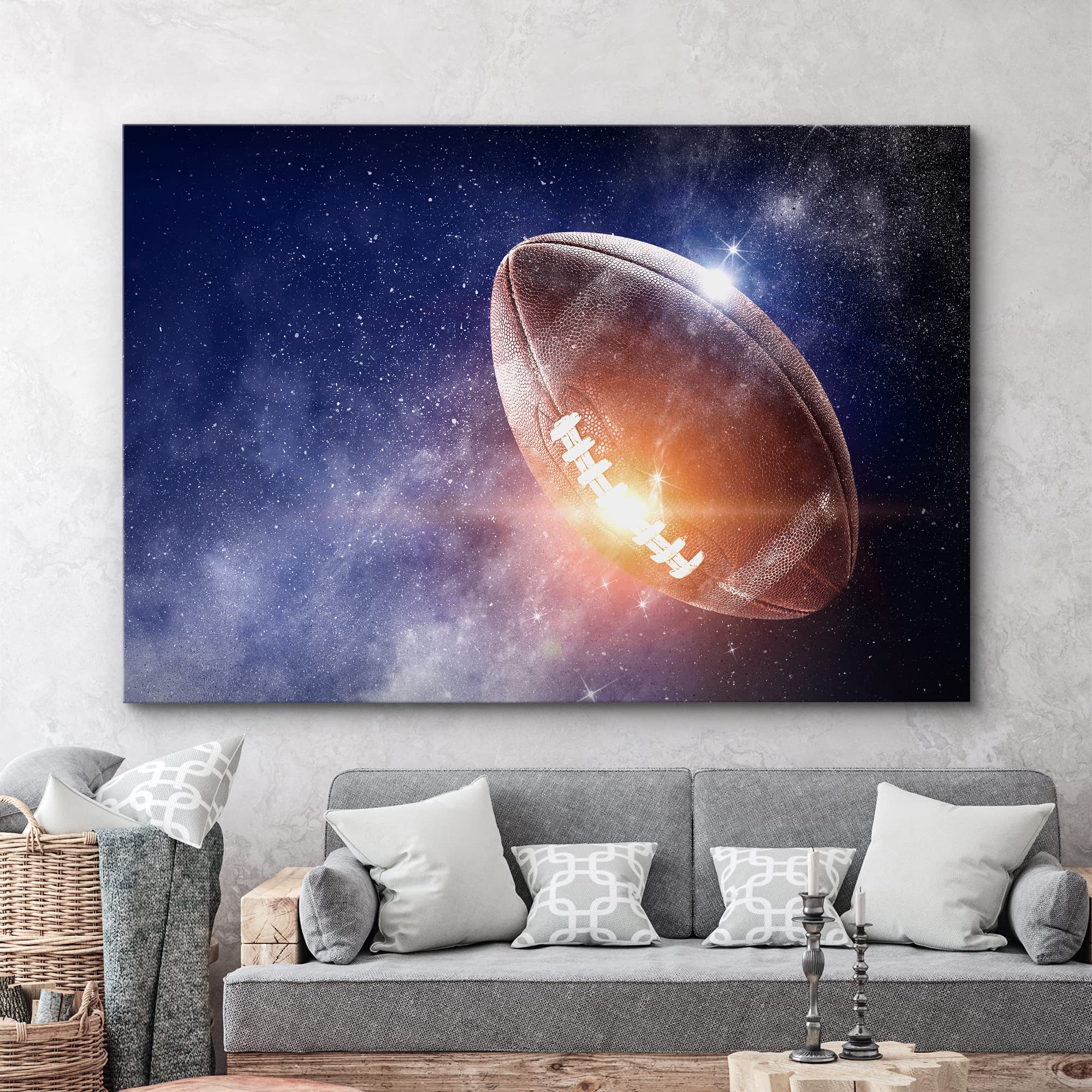 Wall26 Canvas Wall Art Print Set Cosmic Galaxy Football In Space Sports Athletes Digital Art Modern Art Modern Scenic Colorful F