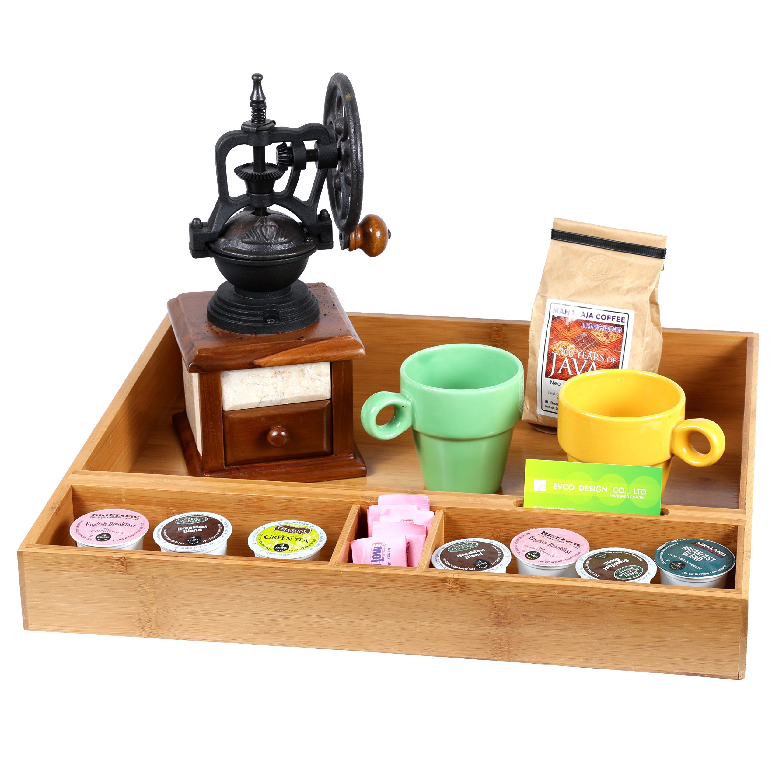 Creative Home Natural Bamboo Multipurpose Organizer Coffee Machine Accessories Storage Tray For Kitchen Countertop Dining Room,