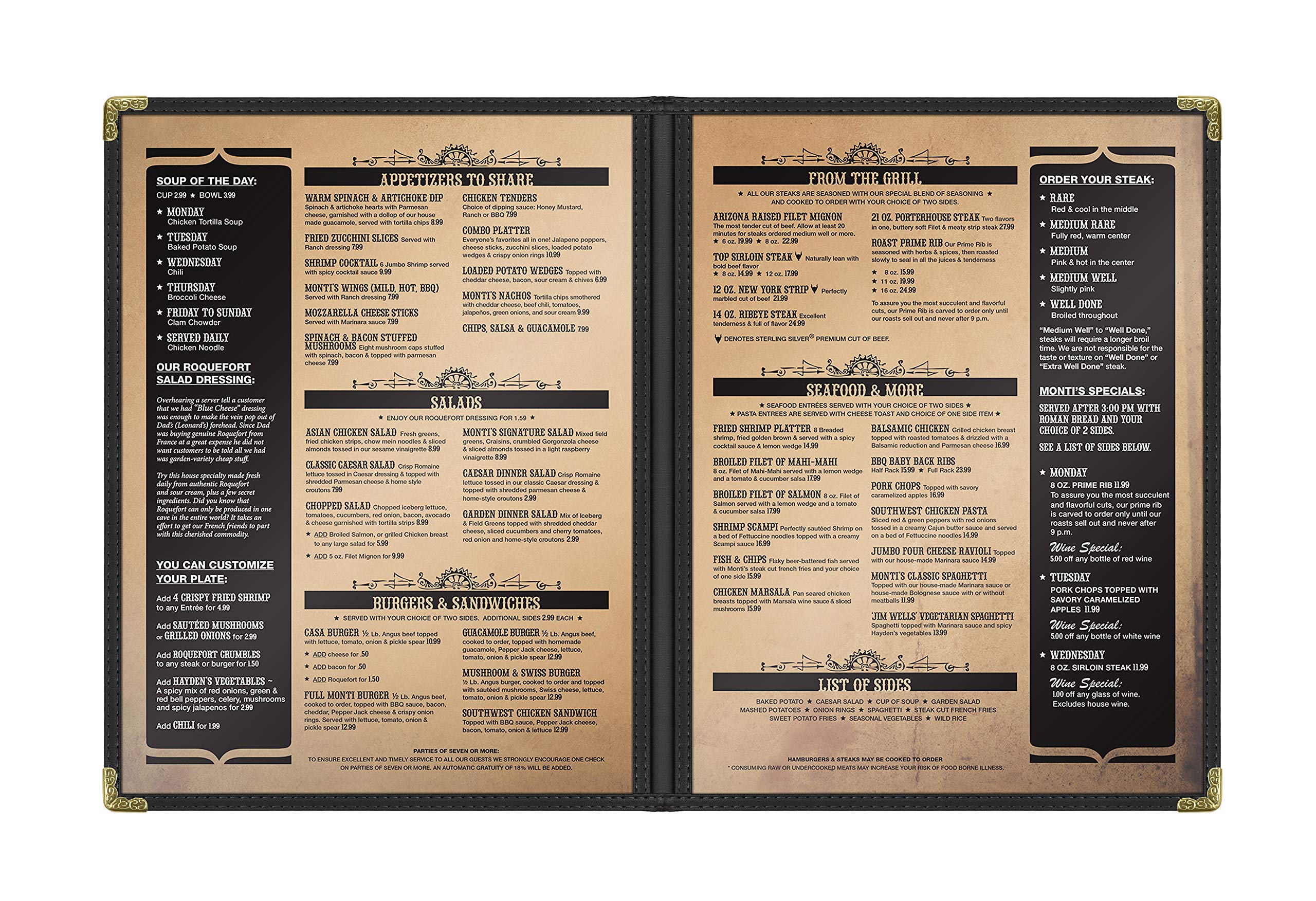 Goodsmart Restaurant Menu Covers - 25 Pack Black 8.5 '' X 11 '', 2-Page/4-View, Side-Loading Vinyl Menu Holders, Clear Sleeves,