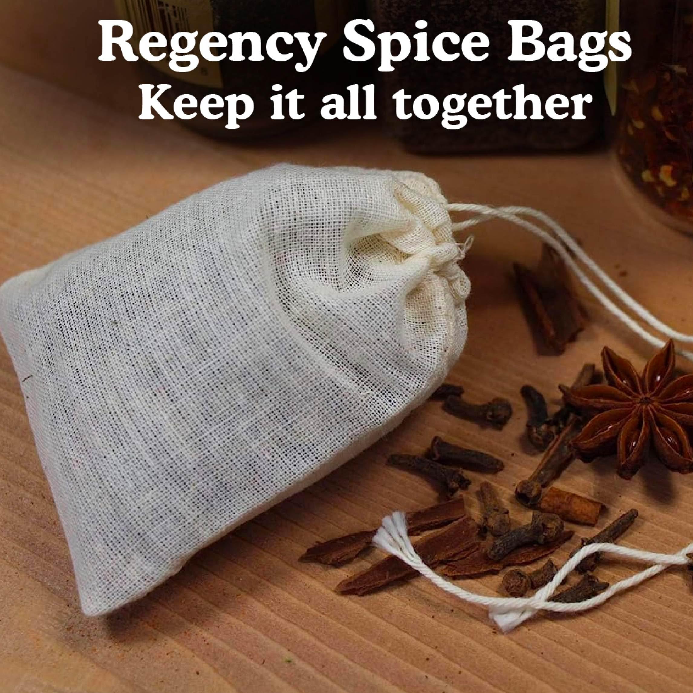 Regency Wraps 100% Cotton All-Natural Drawstring Bag, Pouches For Enclosing Bulk Spices, Tea, Potpourri, Jewelry, Crafting, Wedd