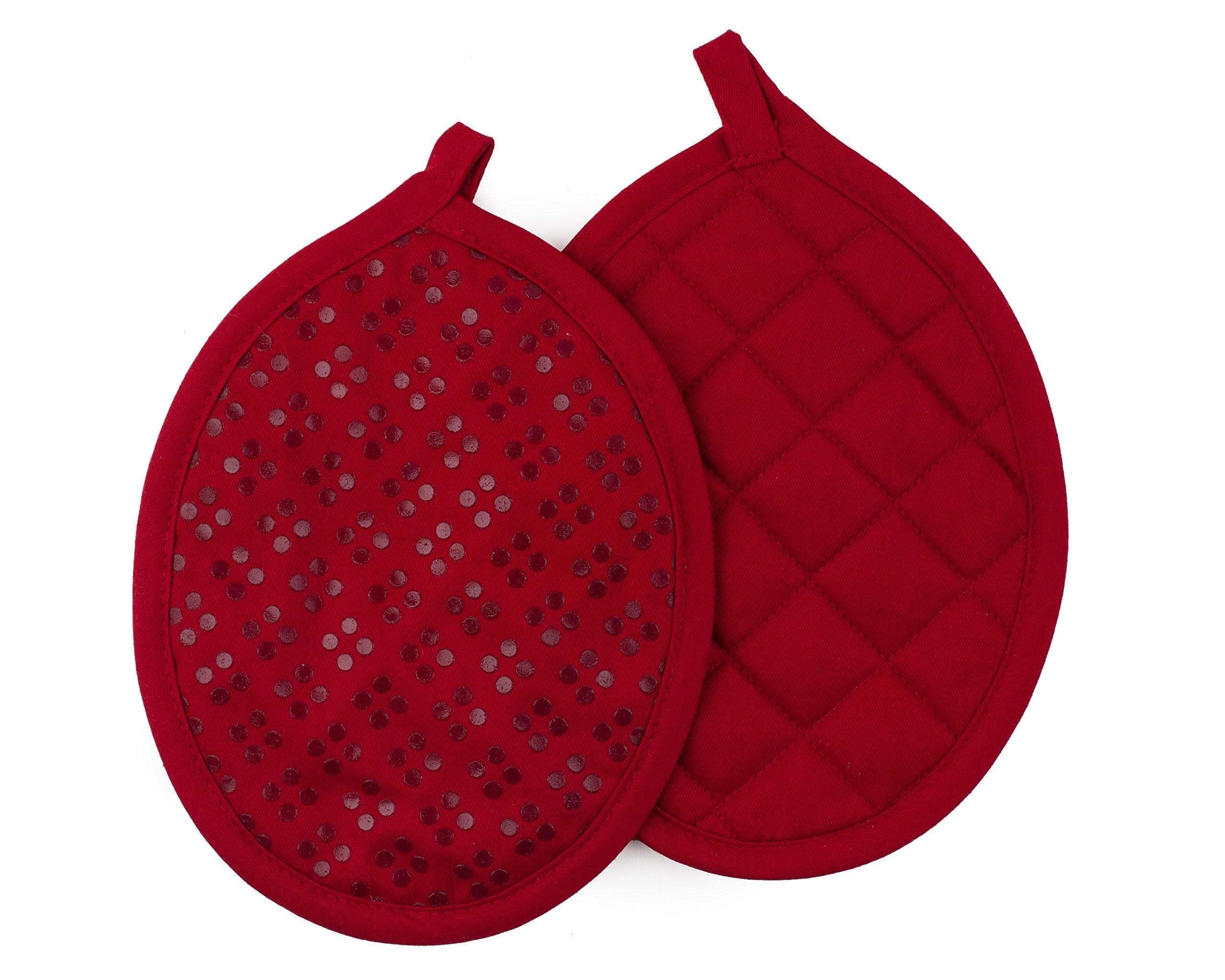 Sticky Toffee Oven Mitt And Pot Holders Set Of 3, Non-Slip Silicone Kitchen Hot Pads And Oven Mitts Set, Oeko-Tex 100% Cotton Sh