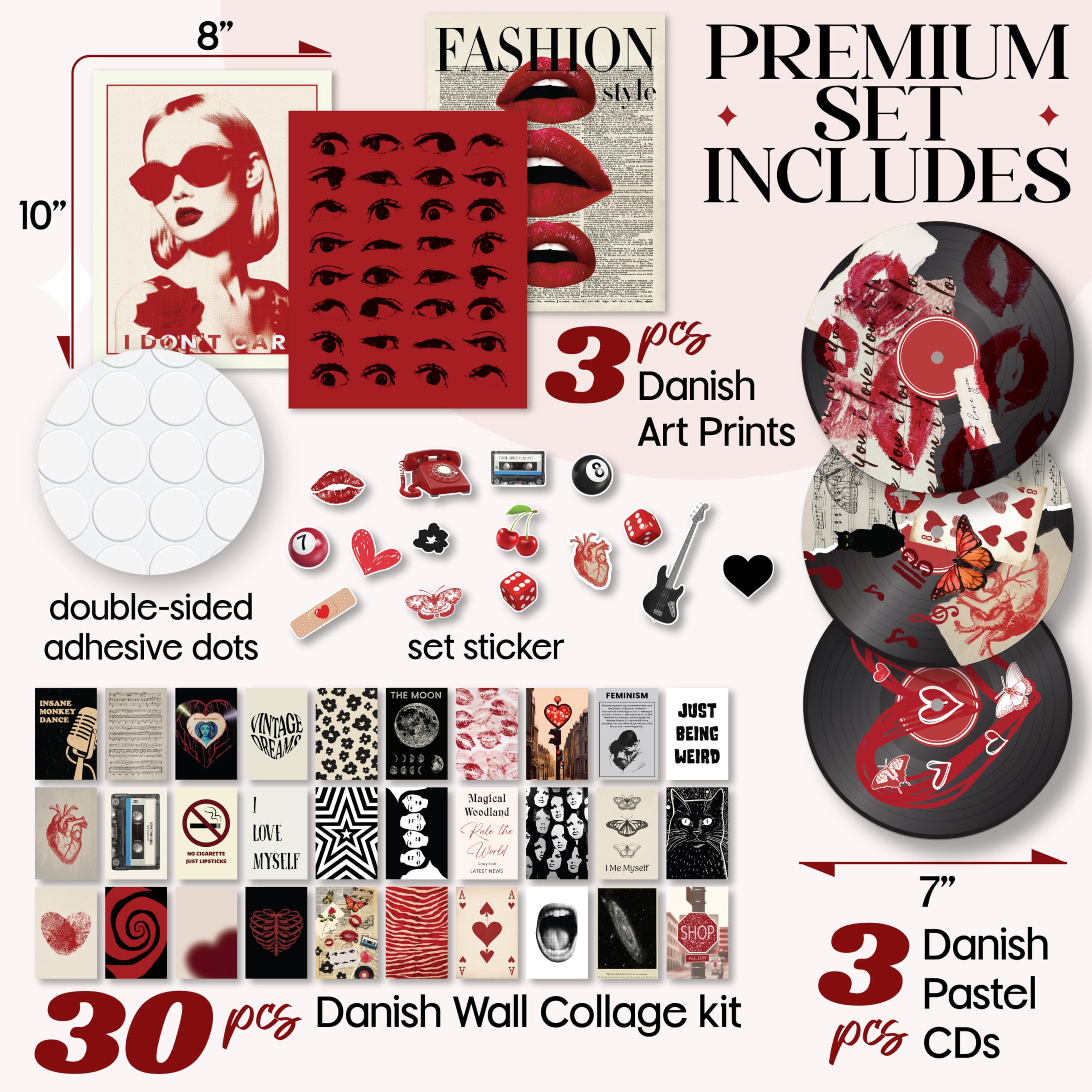 97 Decor Downtown Girl Room Decor Y2K Posters - Red Downtown Girl Aesthetic Pictures, Y2K Room Decor 2000S Coquette Collage, Ret