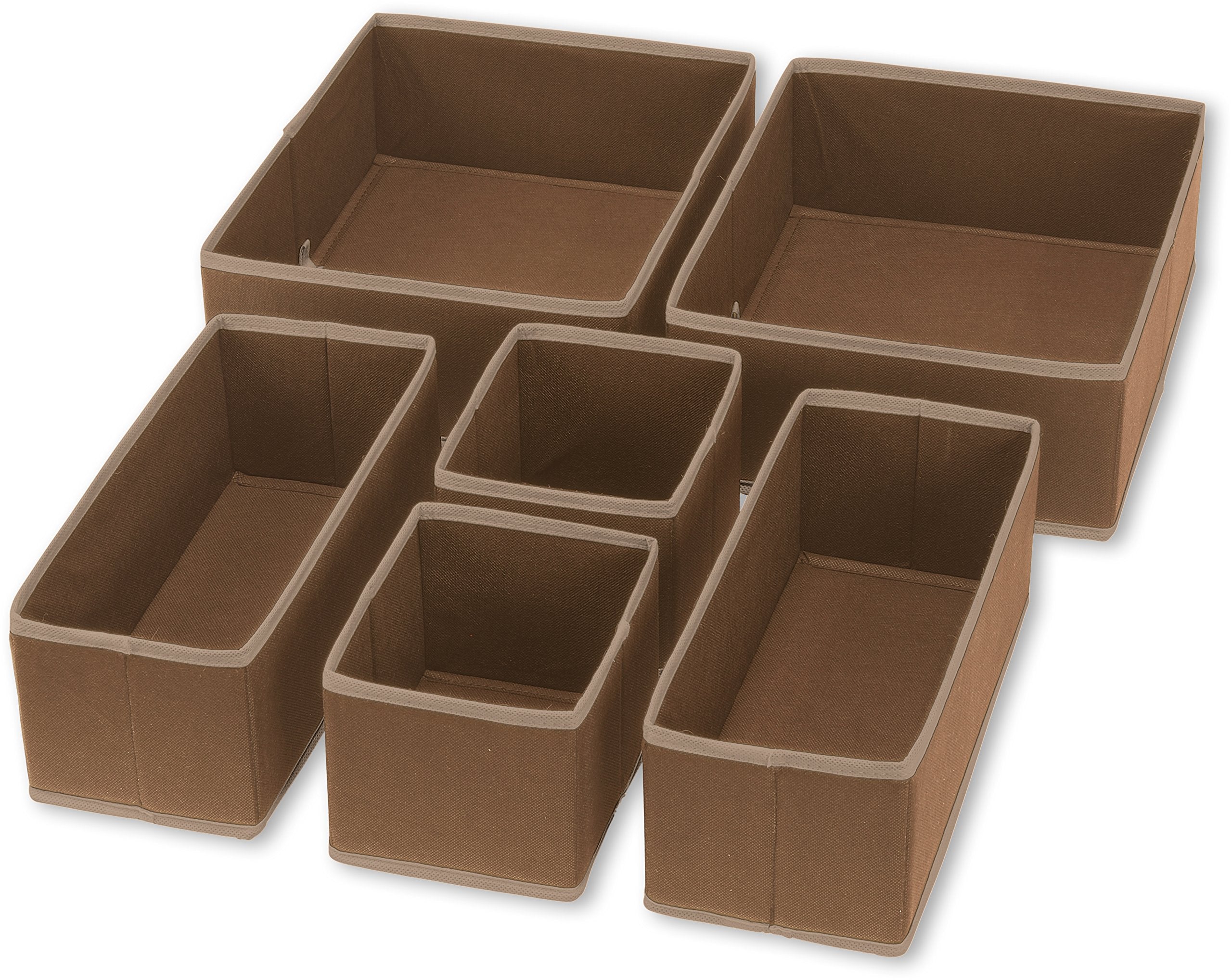 Simple Houseware Foldable Cloth Storage Box Closet Dresser Drawer Divider Organizer Basket Bins for Underwear Bras, Brown (Set o