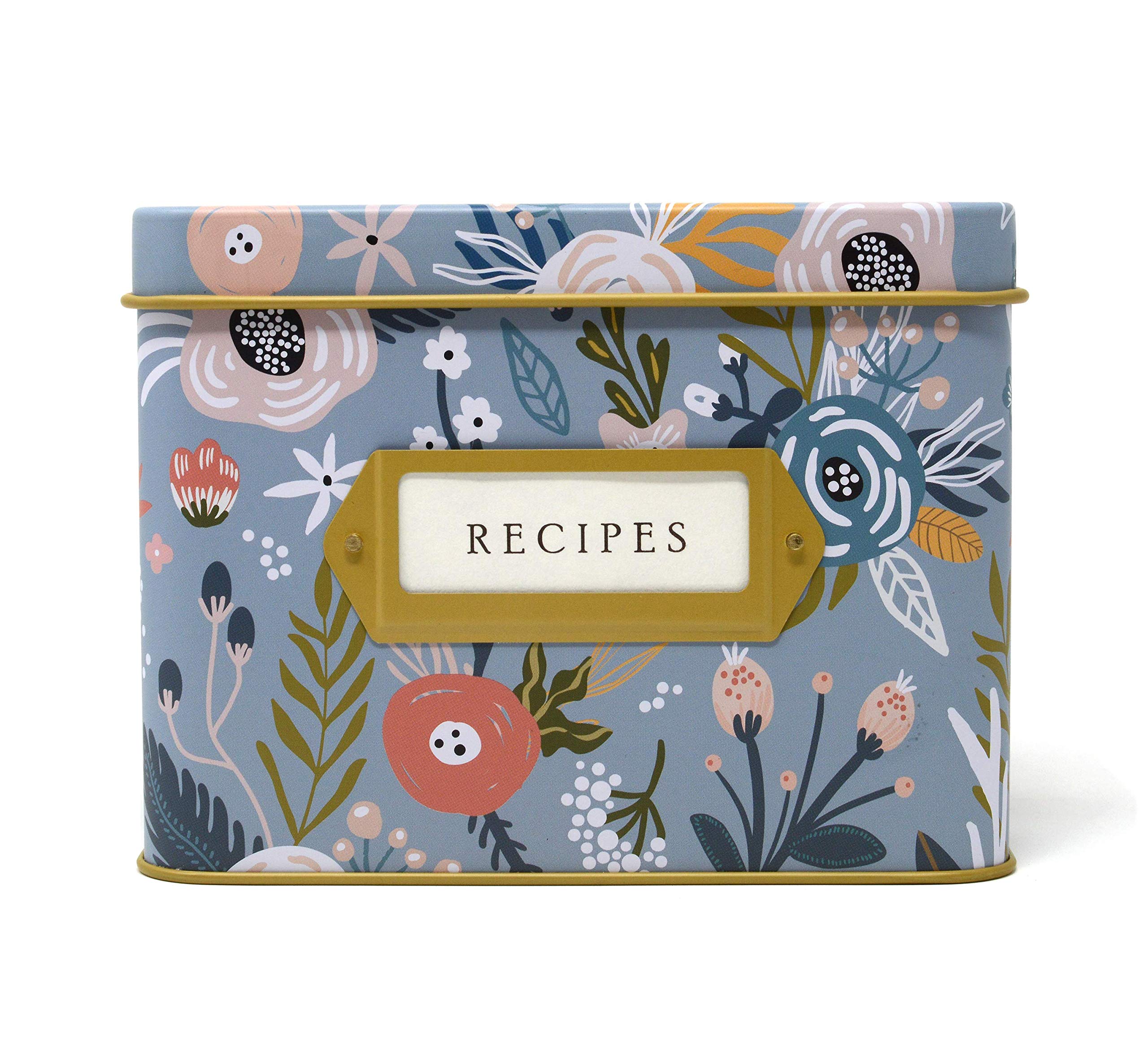 Jot & Mark Decorative Recipe Tin Box For Recipe Cards, Greeting Card Holder  Holds Hundreds Of 4A X 6A Cards (Garden Floral)