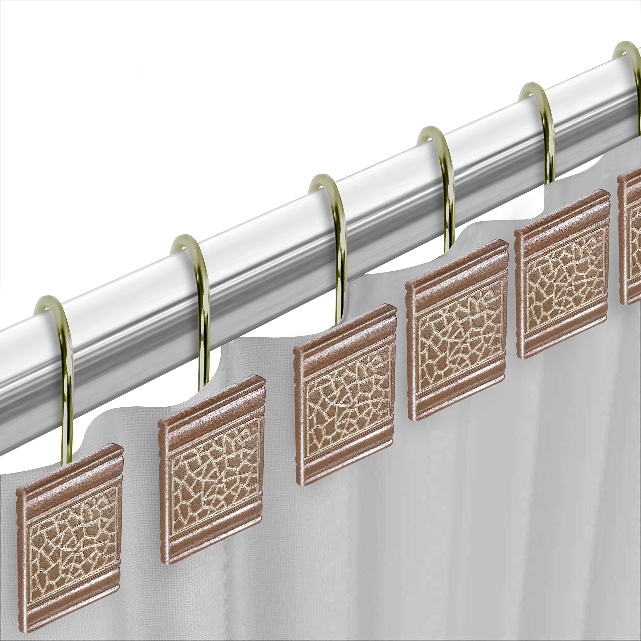Zahari Home 13pc Sinatra Bathroom Shower Curtain Set Blush Shower Curtain & 12 Shower Curtain Hooks Luxury Fabric Shower Curtain Unique Design Bling Blush Shower Curtain Set