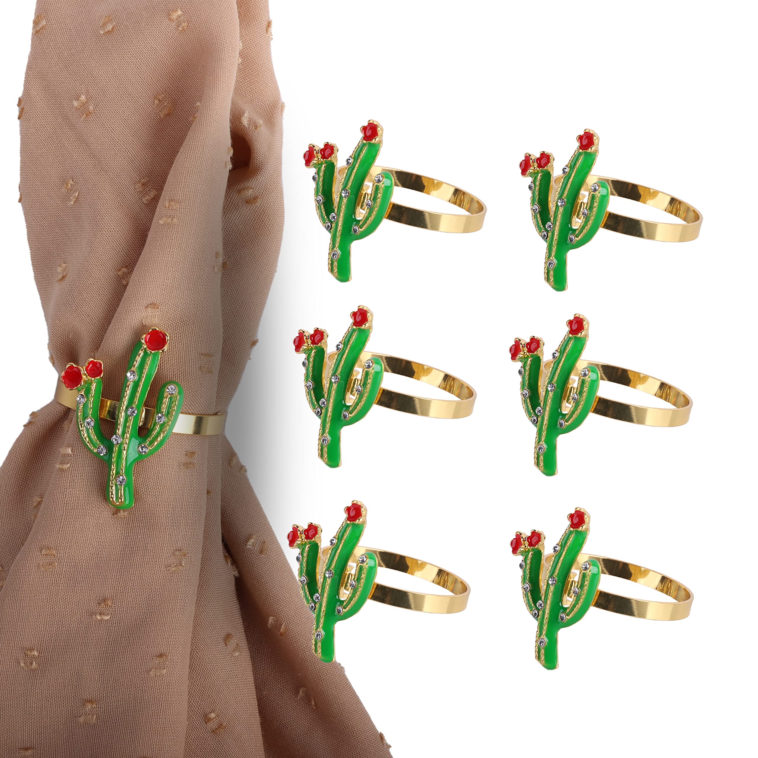 Cactus Napkin Rings Set Of 6 Metal