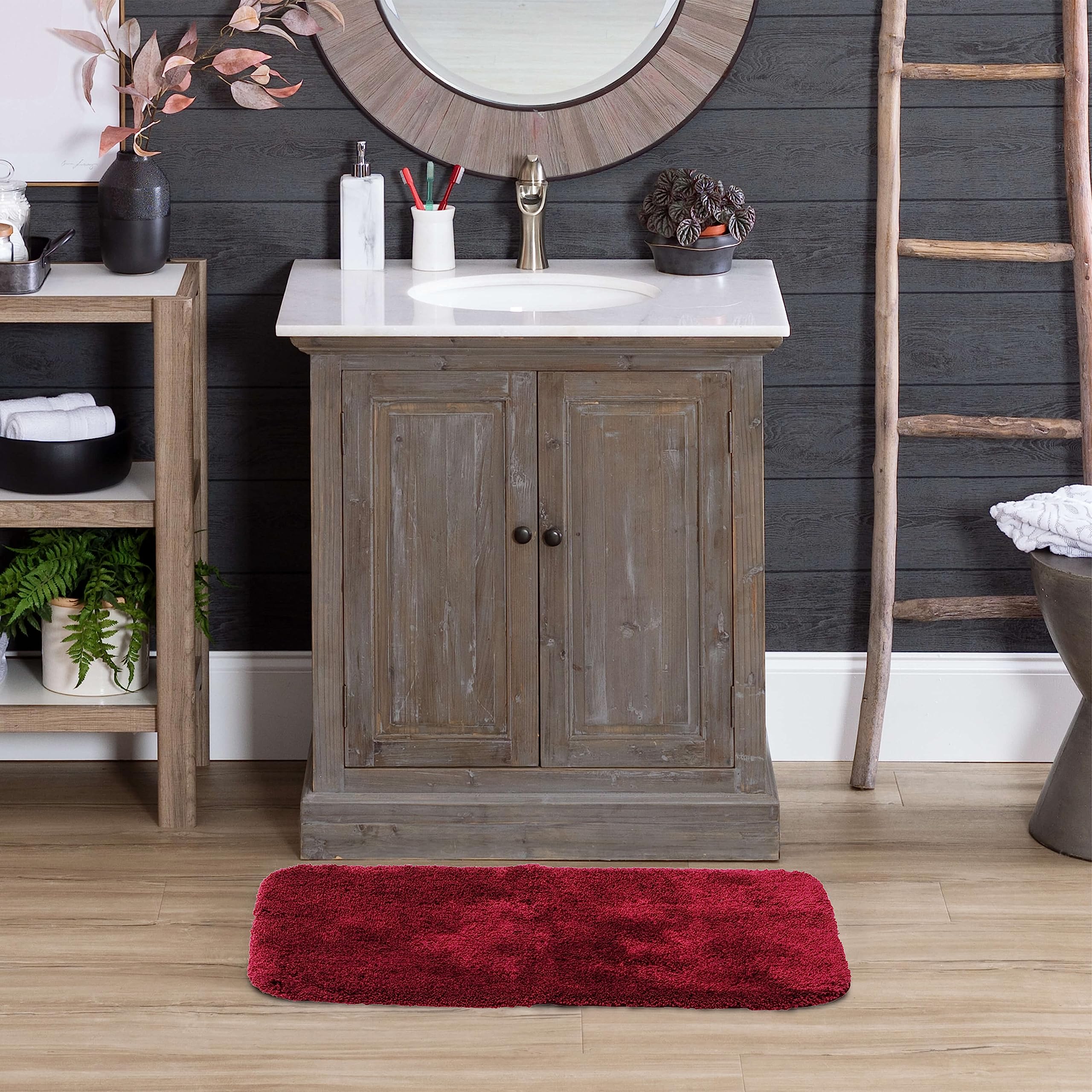 Mohawk Home Goliath Machine Washable Bath Mat 20'' X 34'' Burgundy