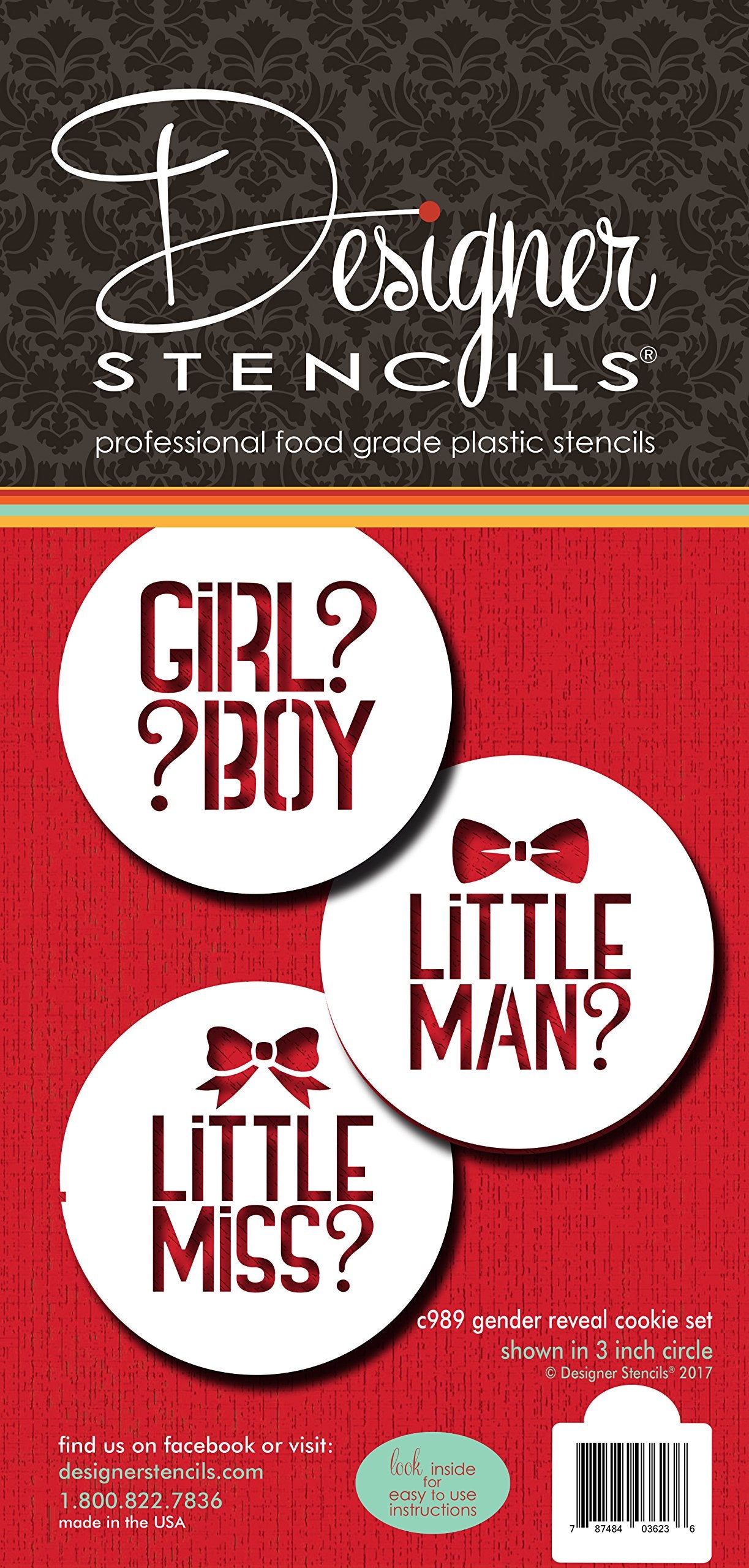 Gender Reveal Cookie Stencil Set C989 By Designer Stencils