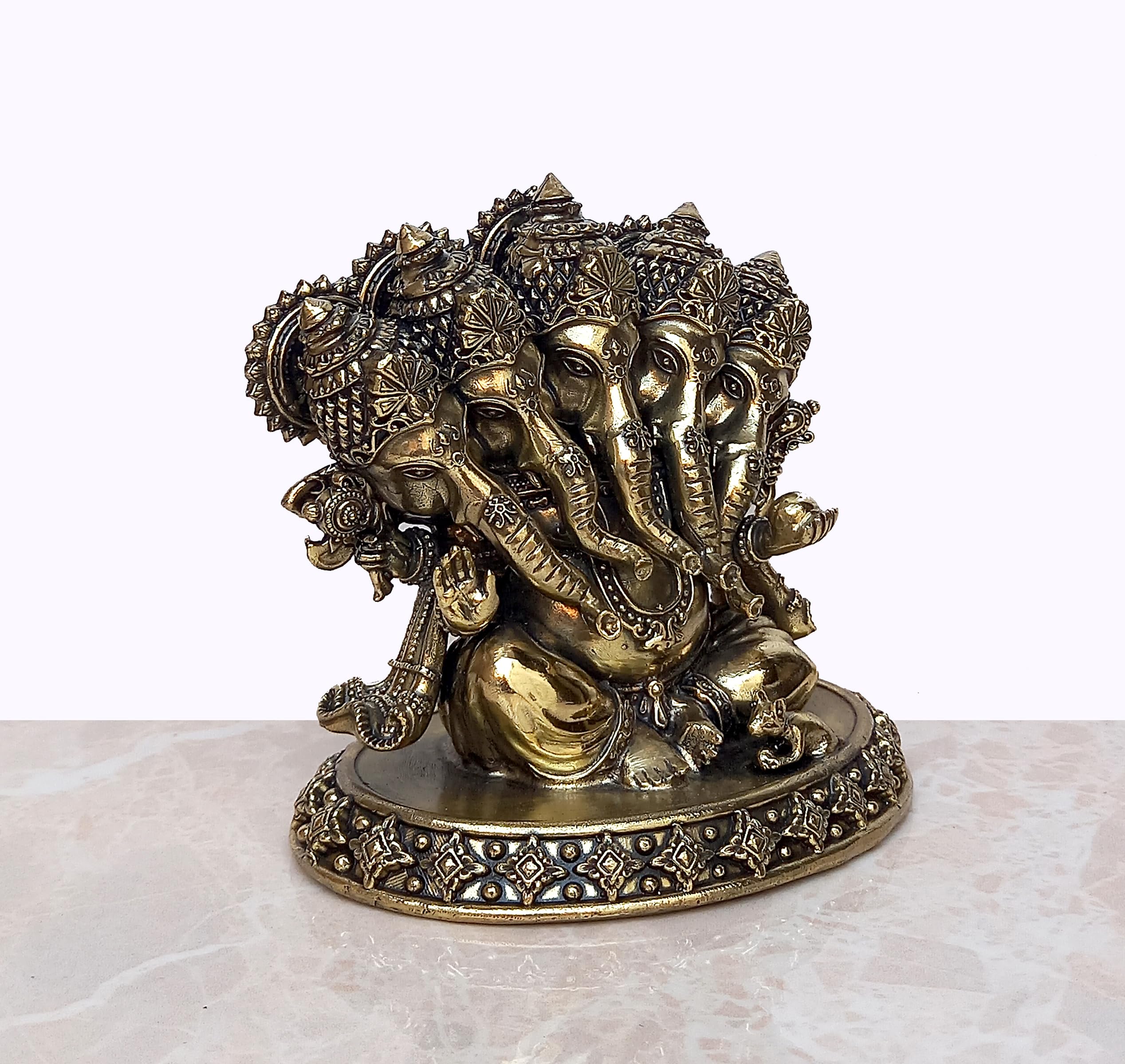 Dattatreya Fine Brass Panchmukhi Ganesha Idol Staue Murti For Home Decor Ofice, Height : 4 Inch