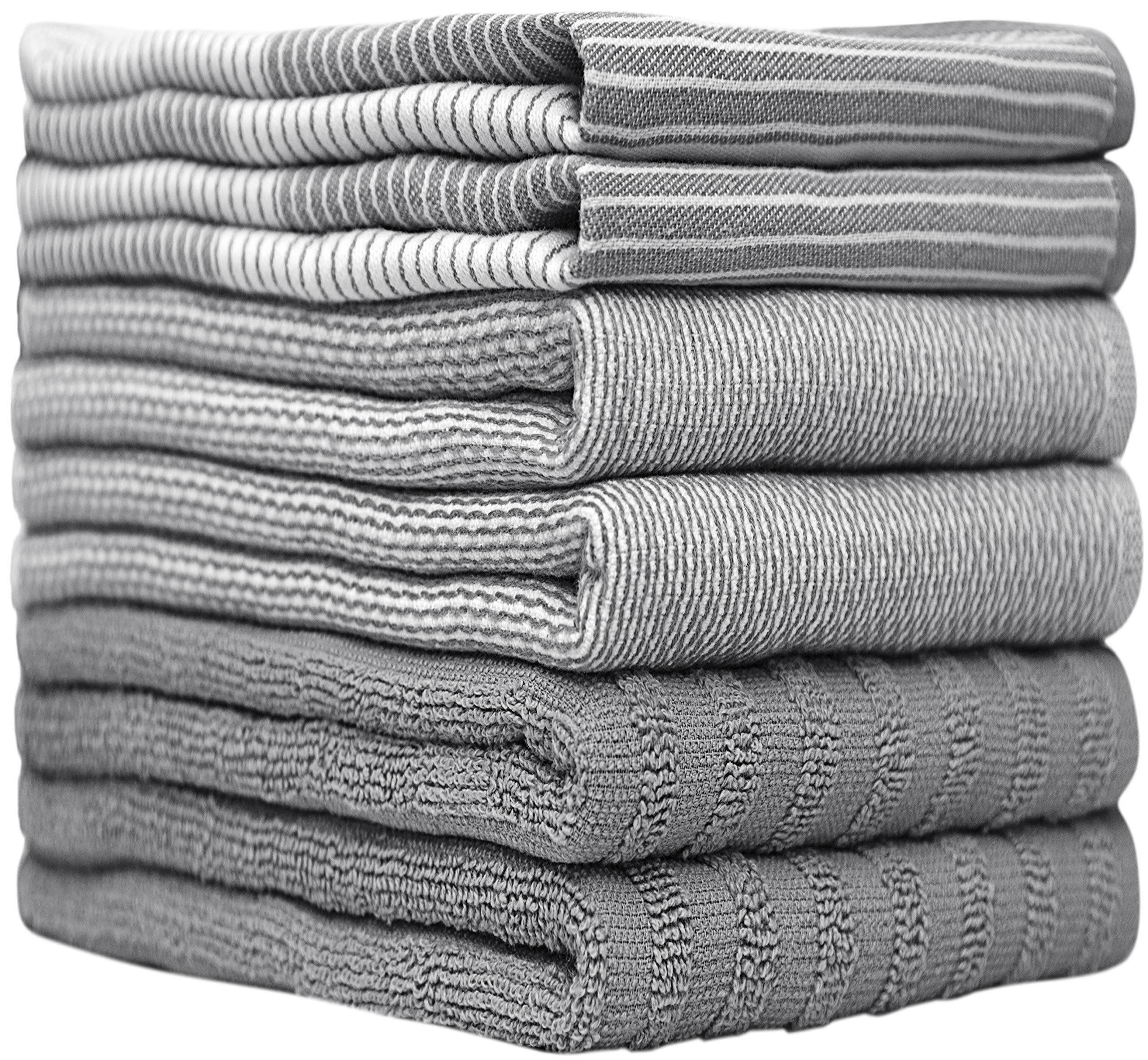 Premium Kitchen,Hand Towels (20   X 28   , 6 Pack) Large Cotton, Dish, Flat & Terry Towel Highly Absorbent Tea Towels Set With H