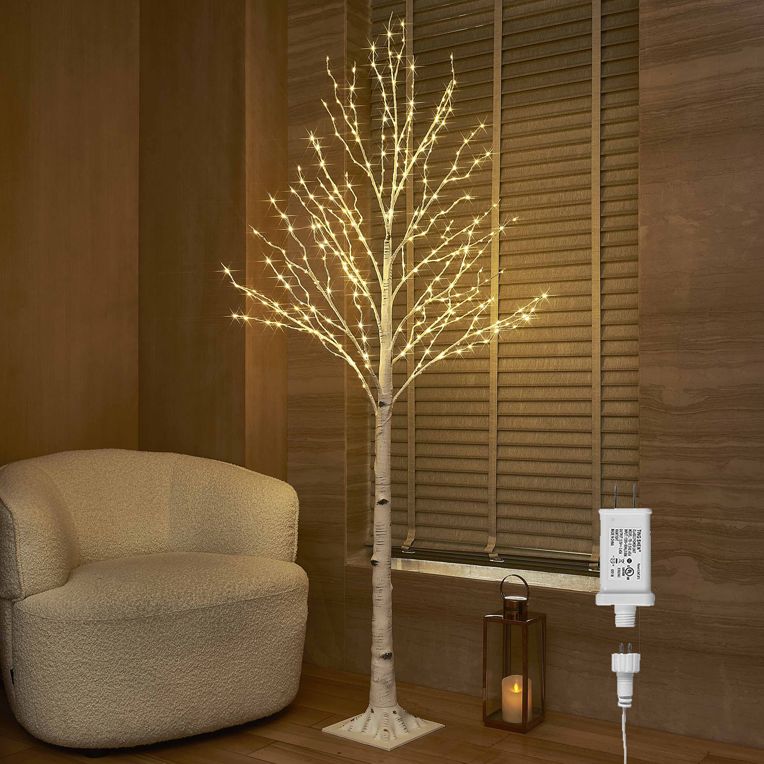 BAOLITVINE Lighted Birch Tree Plug in 330 Fairy Lights 6FT, White Tree with Lights for Indoor Outdoor Home and Festival Decorati