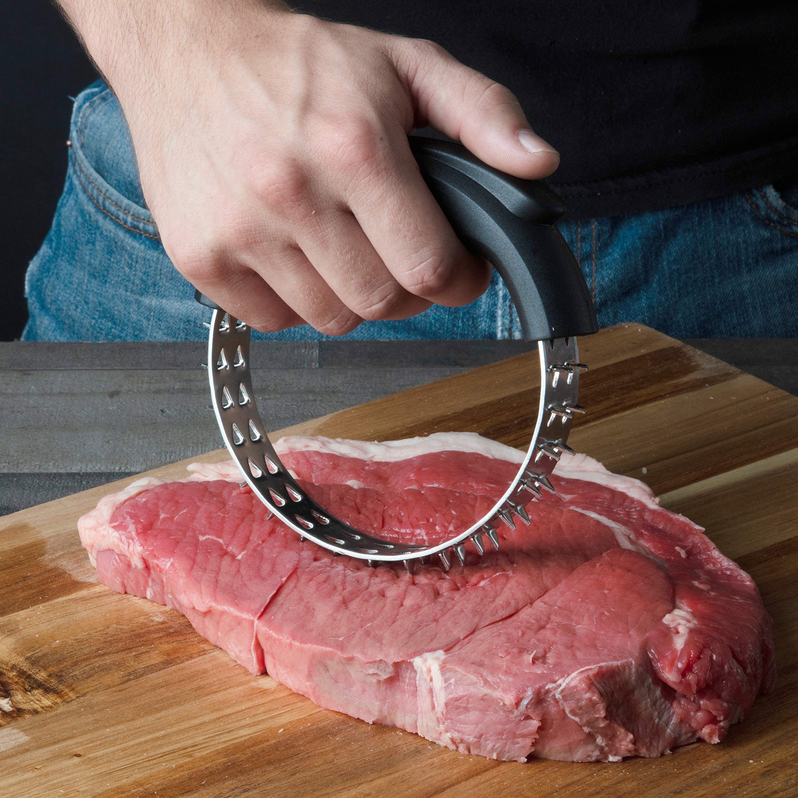 Camerons Rolling Meat Tenderizer Bbq Tool - Stainless Steel Sharp Blades Break Down Tough Tendons In Beef, Poultry, Steak & More