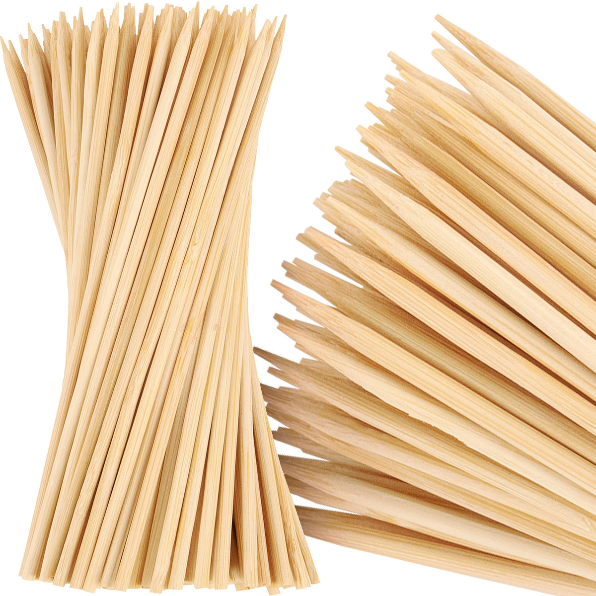 Mallome Bamboo Skewers 8 Inch 100 Pack Smores Sticks - 4Mm Thick Wooden Skewers For Appetizers- Wood Bamboo Sticks For Crafts -