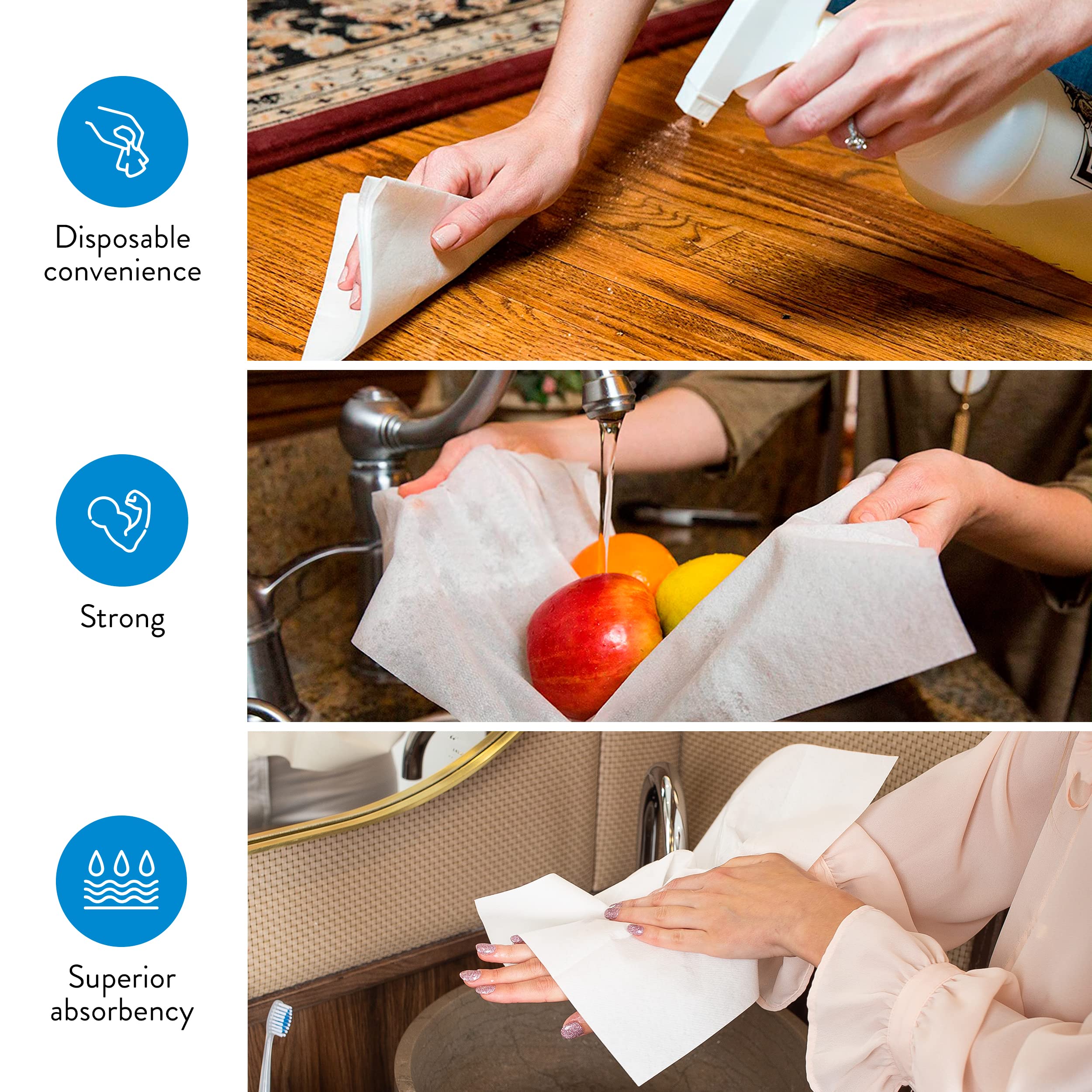 AH AMERICAN HOMESTEAD Disposable Paper Hand Towels for Bathroom - White Guest Napkins - Linen Like and Feel - Ideal for Wedding Reception or Dinner Party (50 Count - Quilted Soft - Large 15.5'' x 12'')