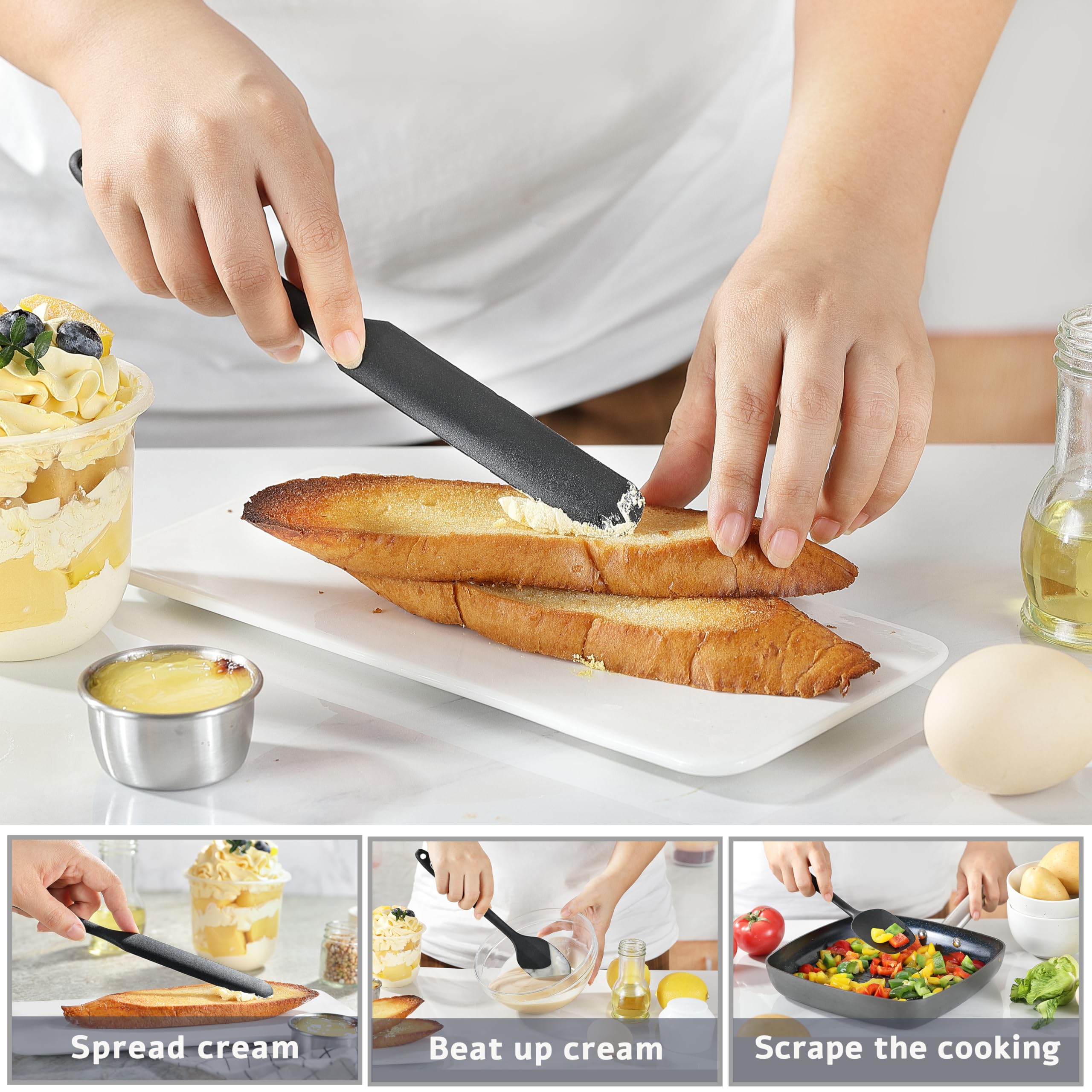 Jjoo Silicone Spatula Set, 5 Pack Heat Resistant Silicone Rubber Spatula For Baking, Cooking And Mixing, Non Stick, Bpa-Free, Di