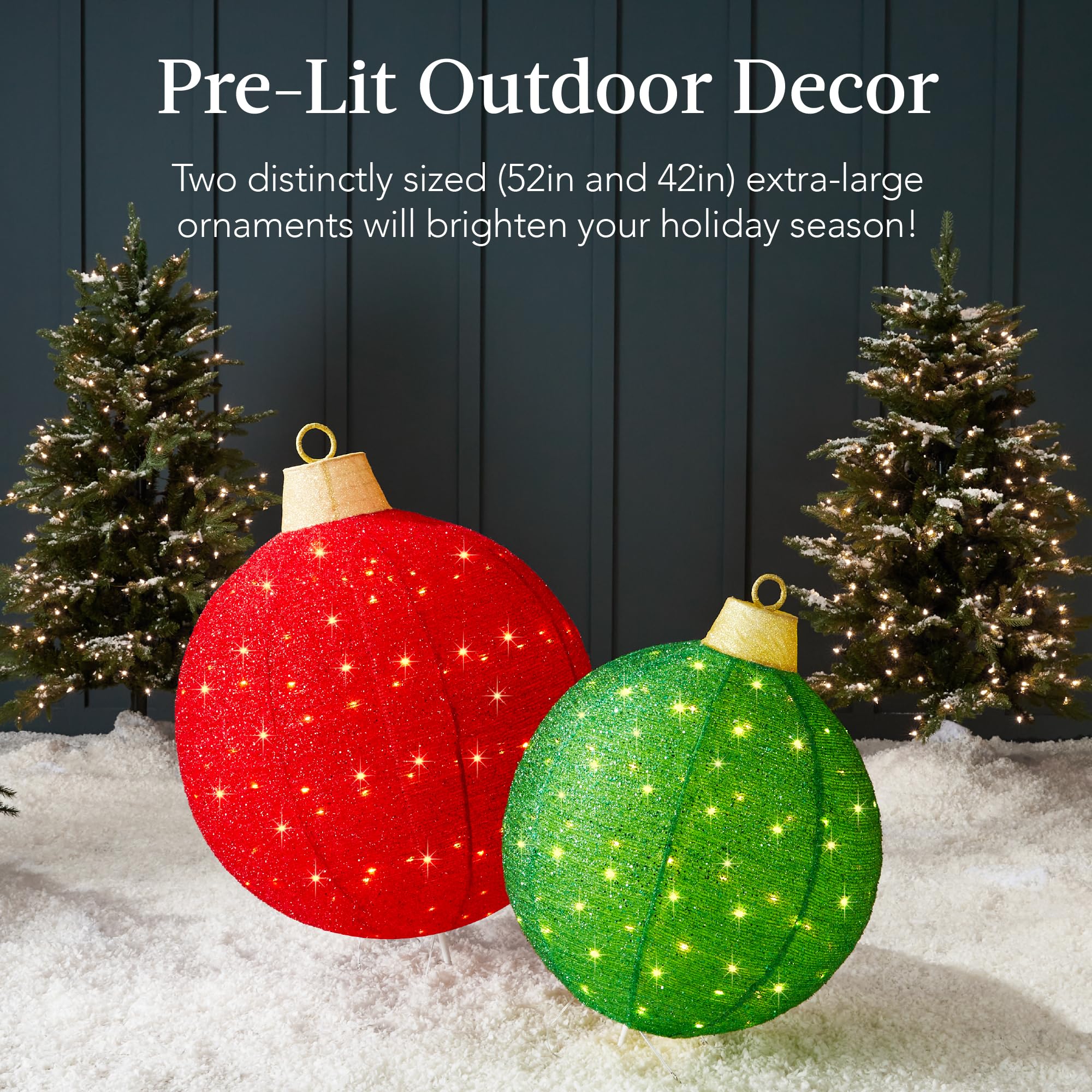 Best Choice Products 2pc Lighted Pop-Up Outdoor Christmas Ornament Set, Holiday Ball Decoration w/ 220 LED Lights, 8 Light Funct