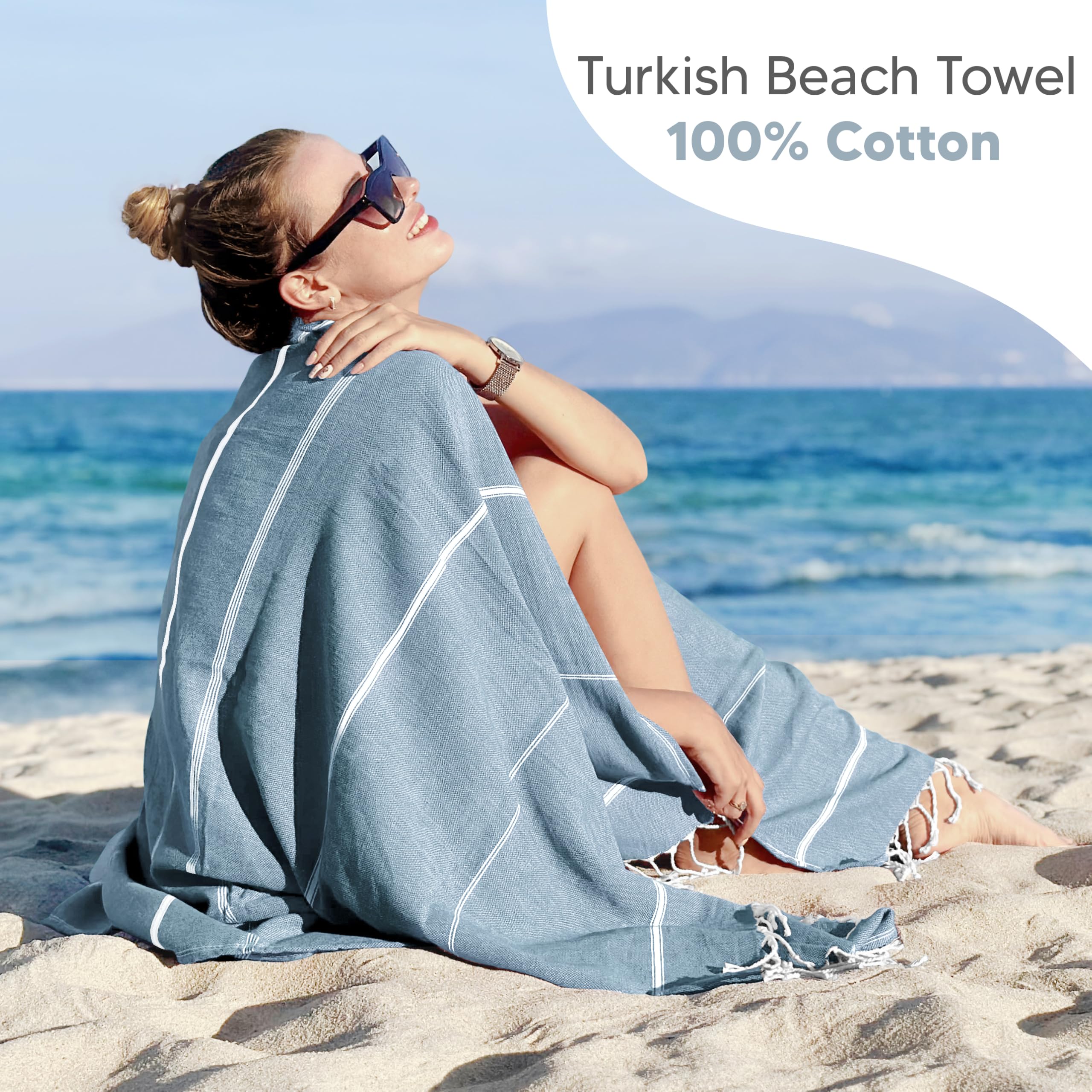 Utopia Towels Pack Of 4 Turkish Beach Towel, 40X72 Inches, Oversized 100% Cotton Sand Free Lightweight, Quick-Dry Beach Blanket,