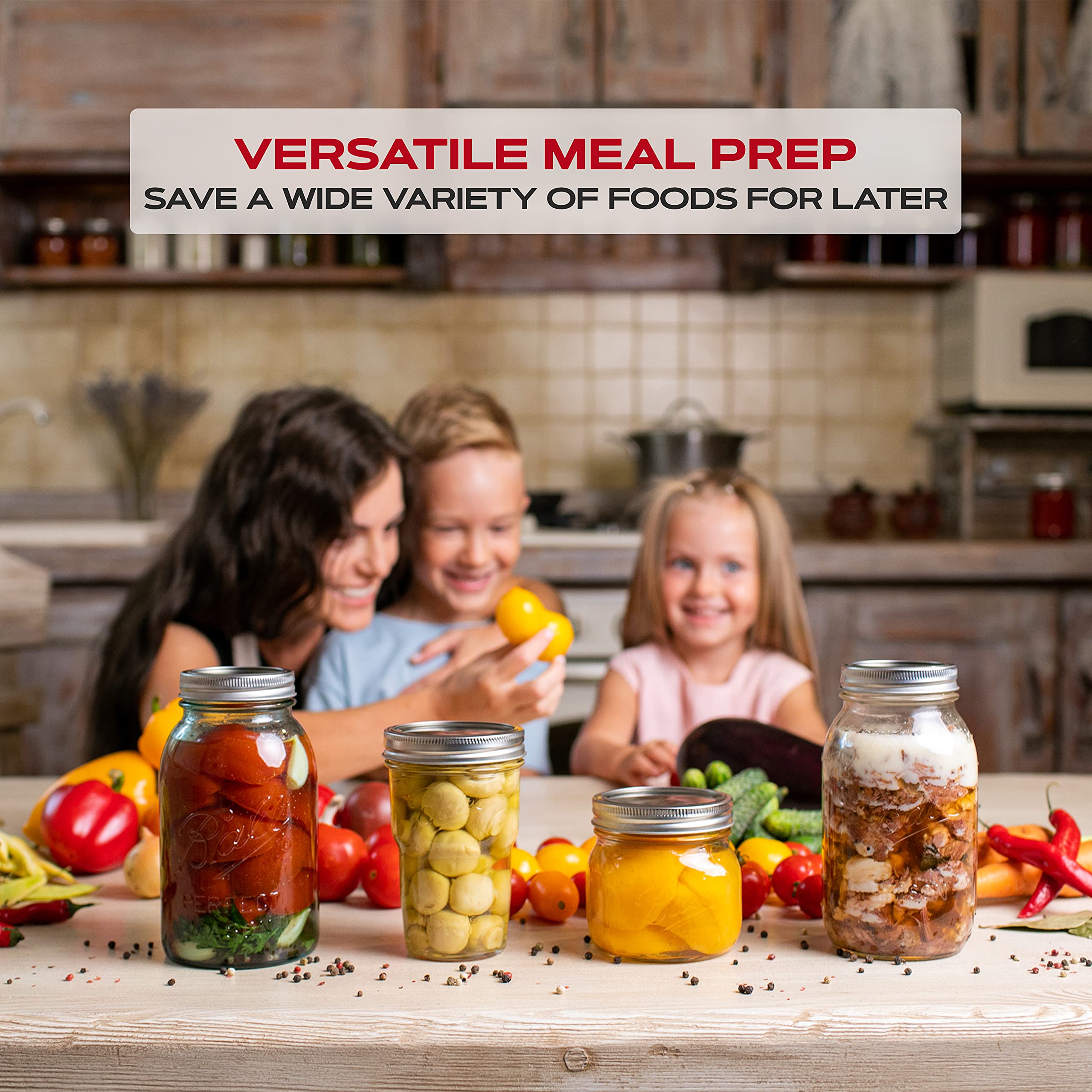 Forjars Wide Mouth Canning Lids And Rings - 24 Pcs / 12 Sets - Airtight Seals On Mason Jars To Preserve Food For Meal Prep - 2.7