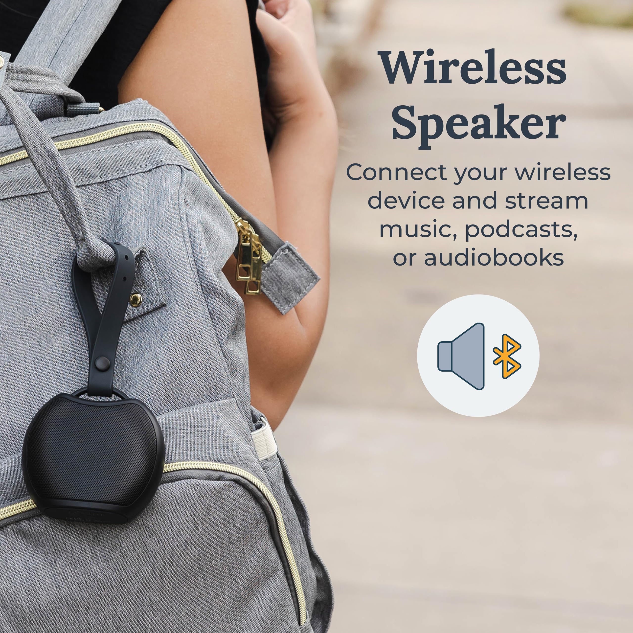 YOGASLEEP Rohm+ Travel White Noise Machine, Black, Wireless Speaker, 20 Sounds, Compact Design, Model 4001341