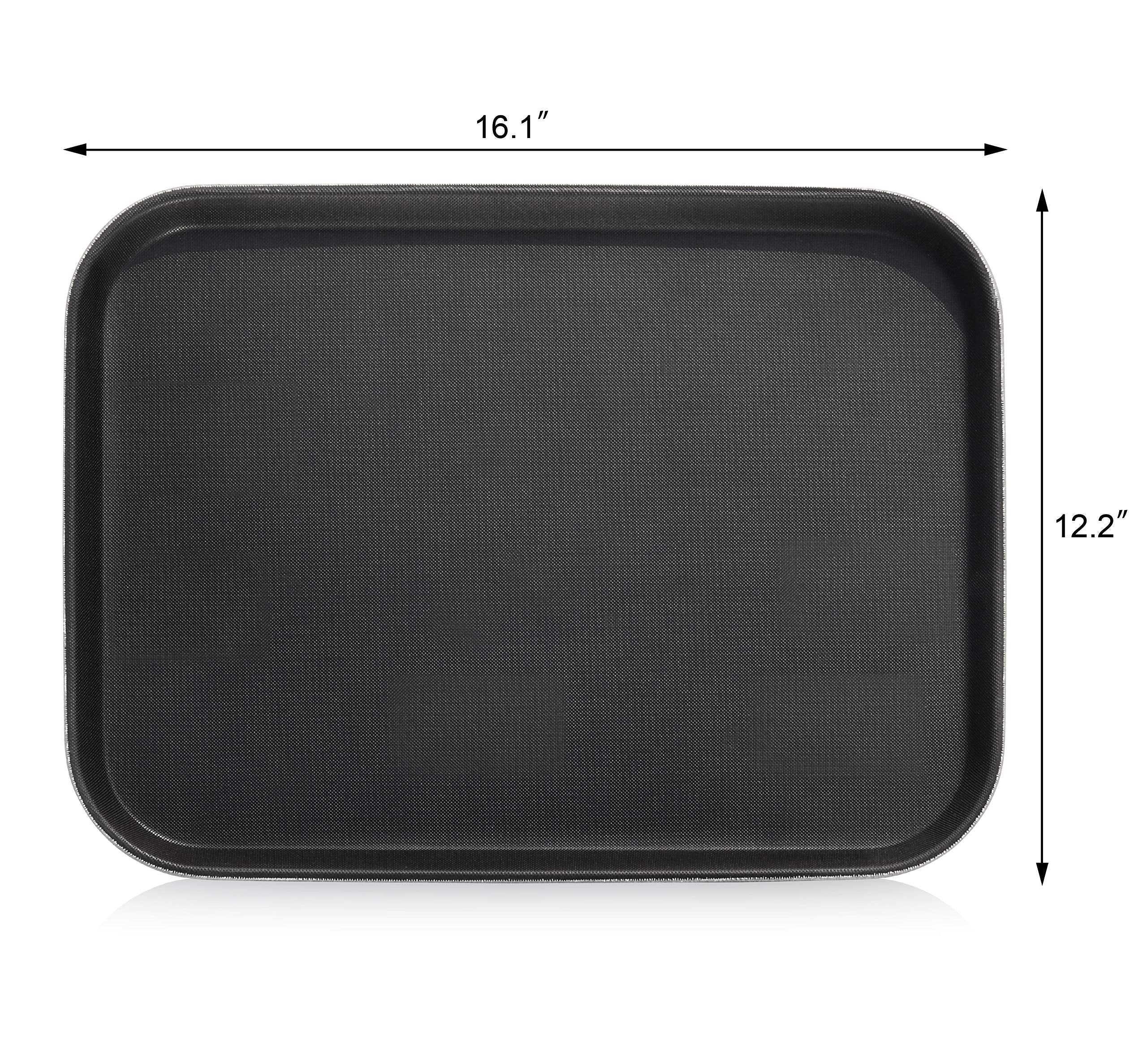 New Star Foodservice 24975 Restaurant Grade Non-Slip Tray, Plastic, Rubber Lined, Rectangular, 12-Inch X 16-Inch, Black