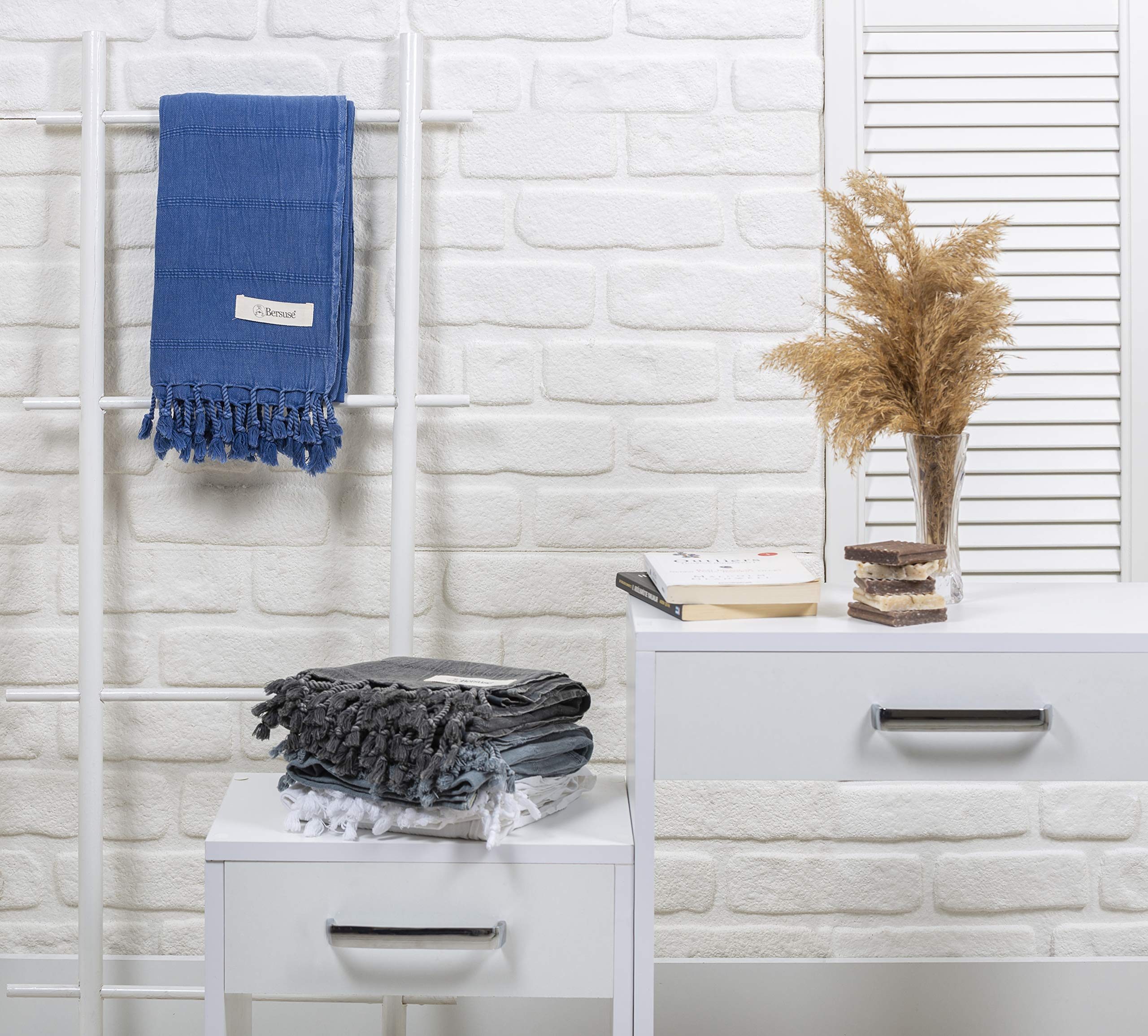 Bersuse Beach Towels Peshtemal Turkish Towels Troy Collection Premium Turkish Beach Towel - Premium Cotton Beach Towel, 100% Cot