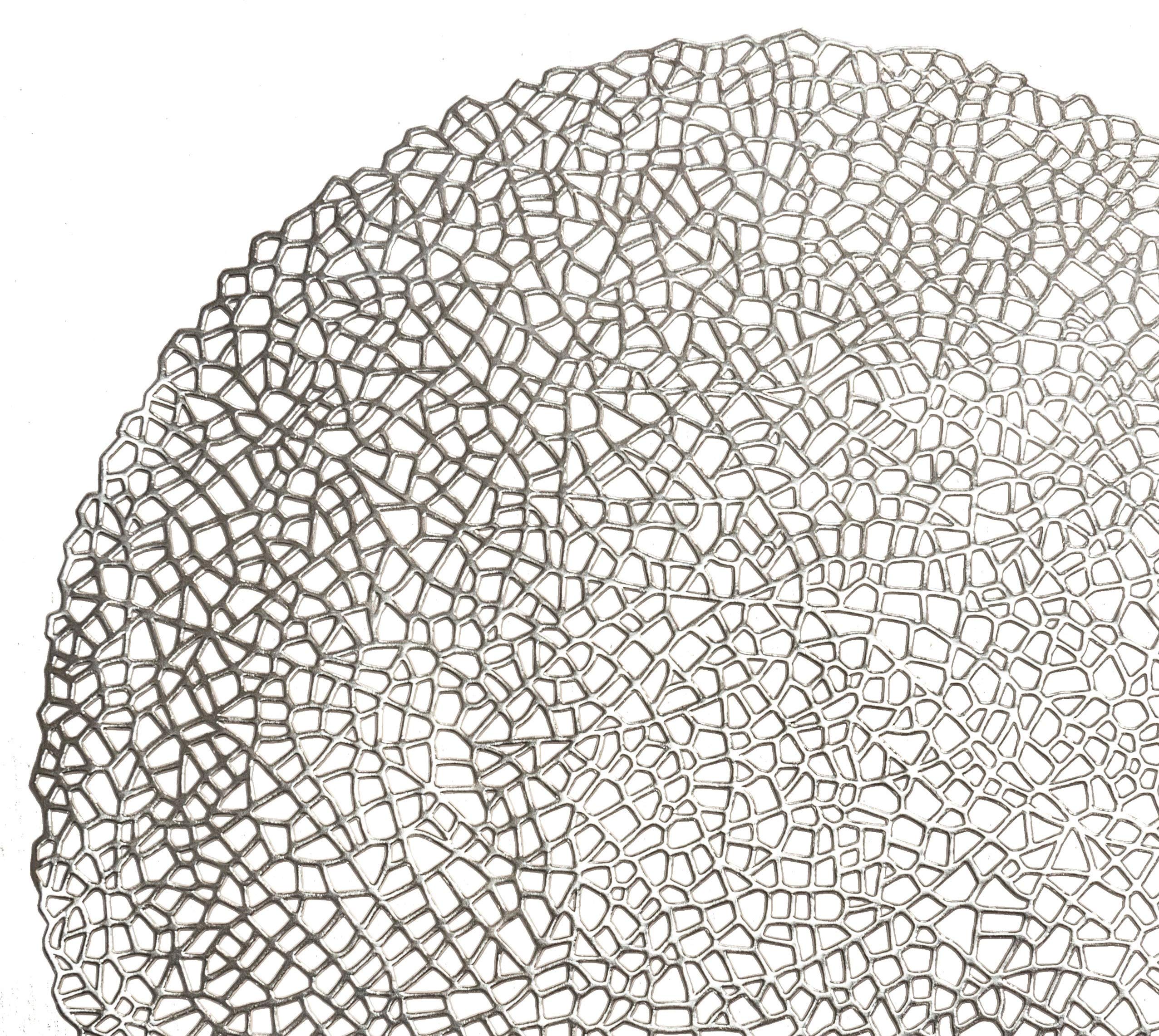 ' Occasions '' 10 Pieces Pack Pressed Vinyl Metallic Placemat/Wedding Accent Placemat (Mystique - Silver)