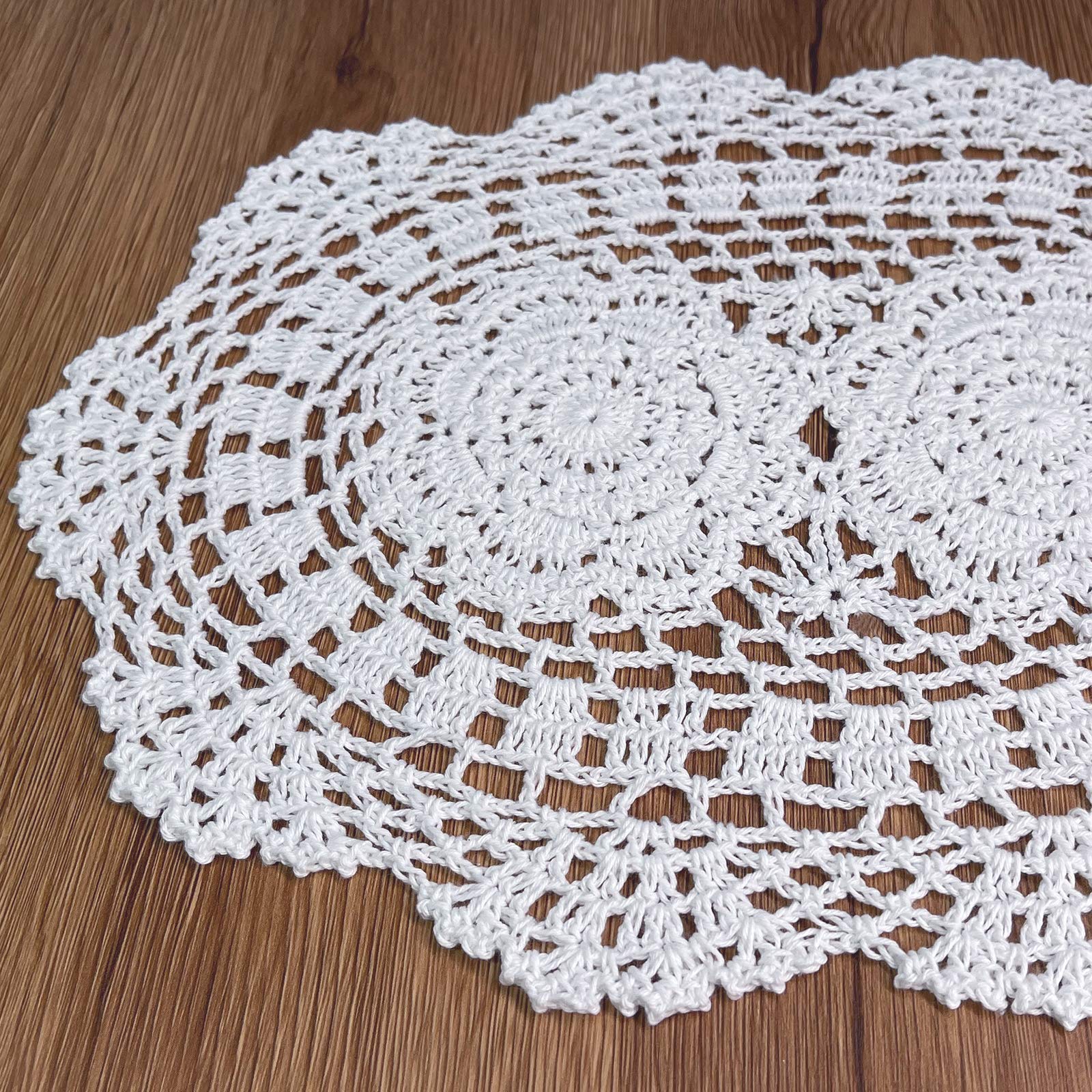 Phantomon Lace Doilies Handmade Crochet Placemats Cotton Doilies Cloth Lace, Pack Of 4, Oval Shape, 10 X 14 Inch (White)