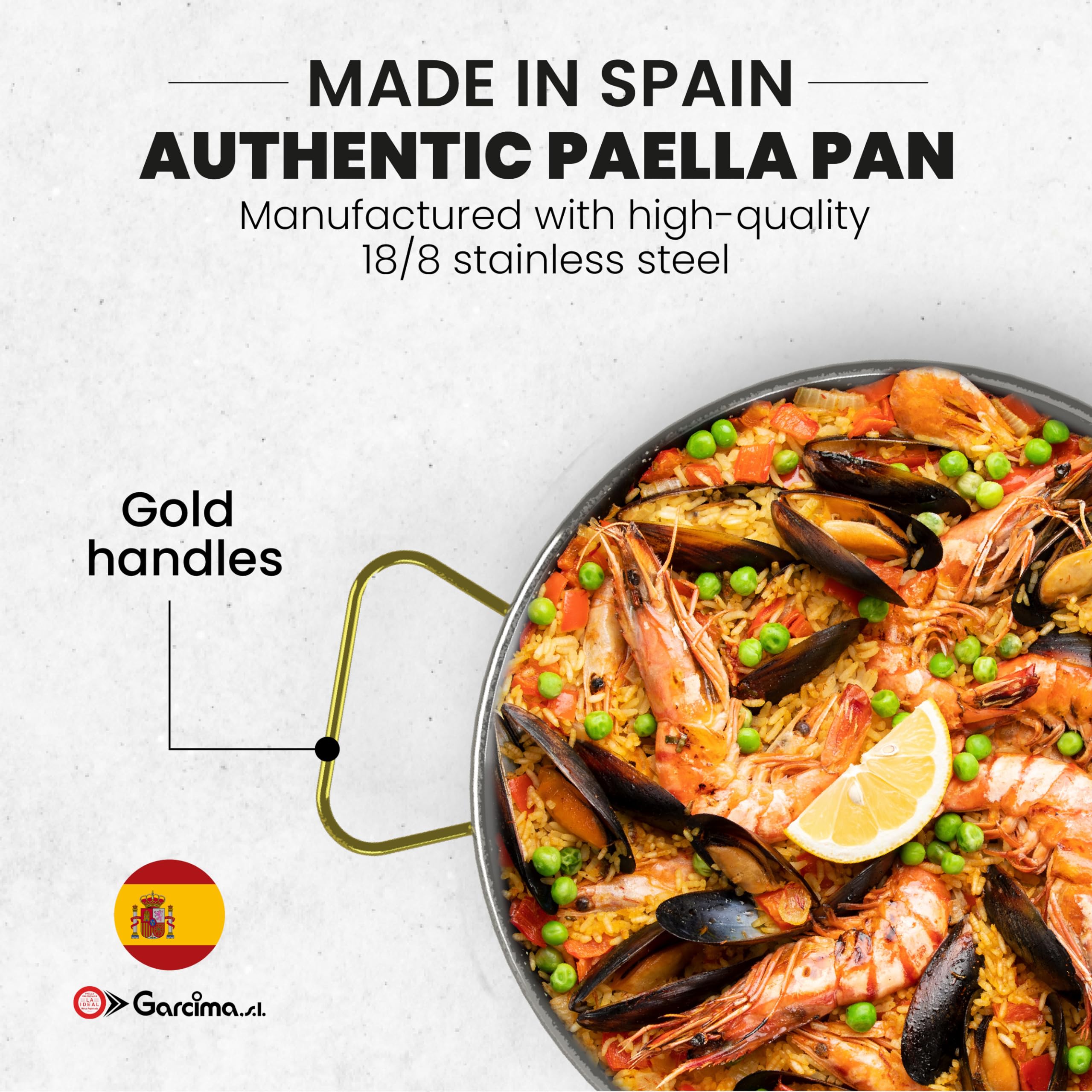 Machika Stainless Steel Paella Pan | Cooking Pan | Stainless Steel Skillet For Paella And Rice Recipes | Stainless Steel Valenci
