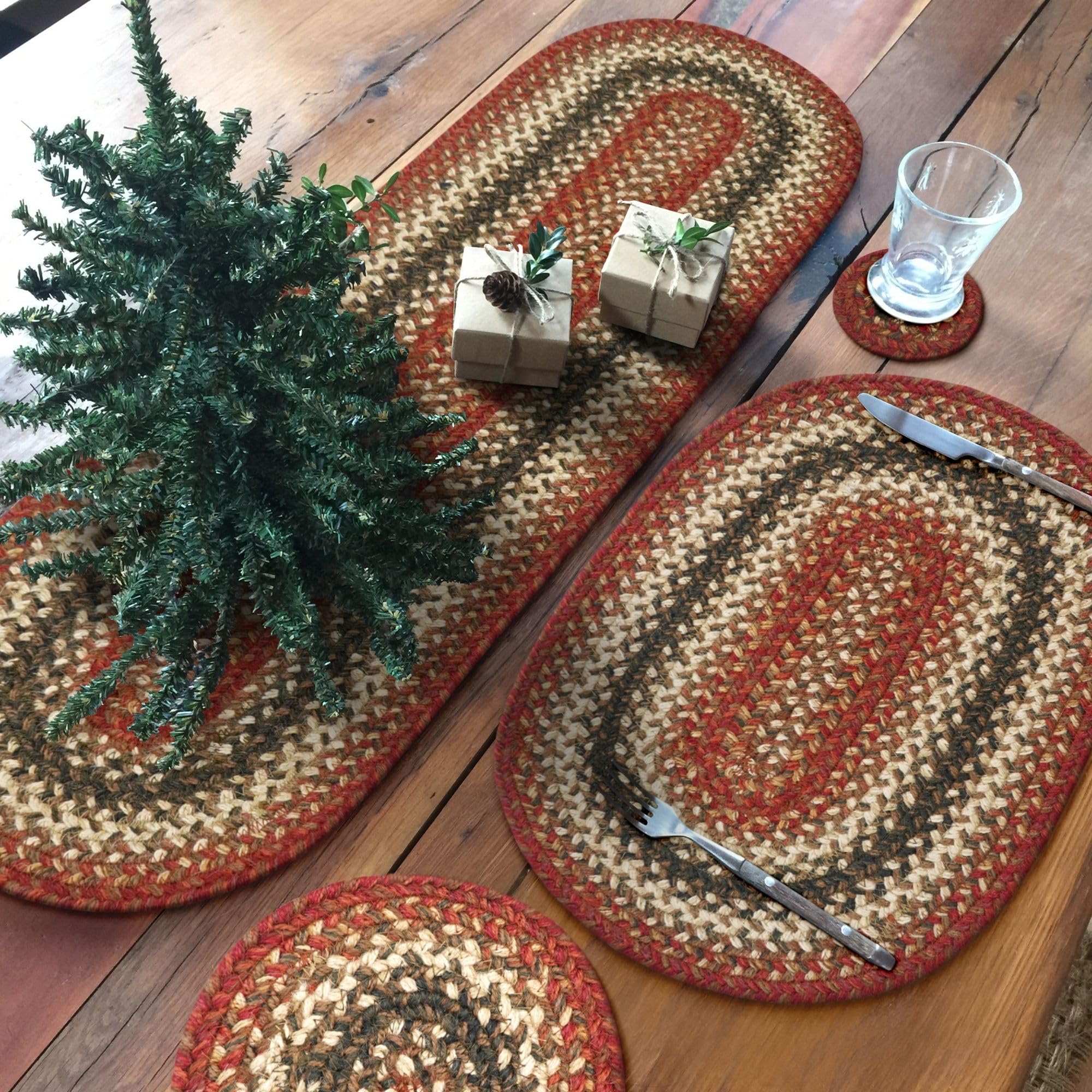 Homespice - Chester Thick Table Runner, An Oval Hand Braided Runner Of Premium Jute Fibers To Use As Wide Table Runners On The D