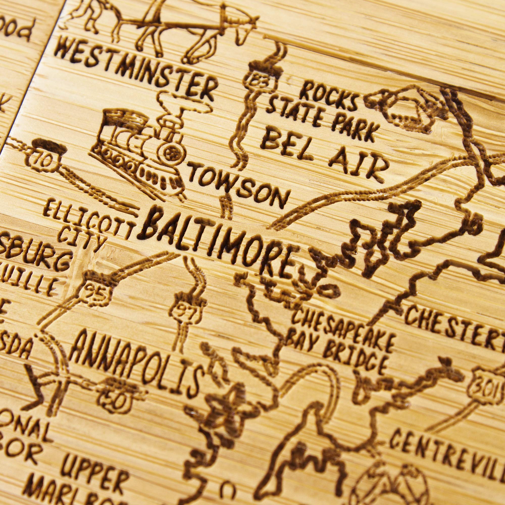 Totally Bamboo Maryland State Puzzle 4 Piece Bamboo Coaster Set with Case