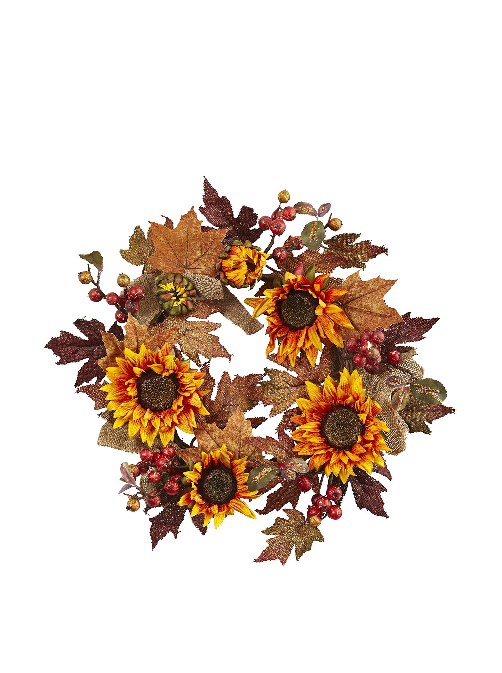 Nearly Natural 24in. Sunflower & Berry Wreath