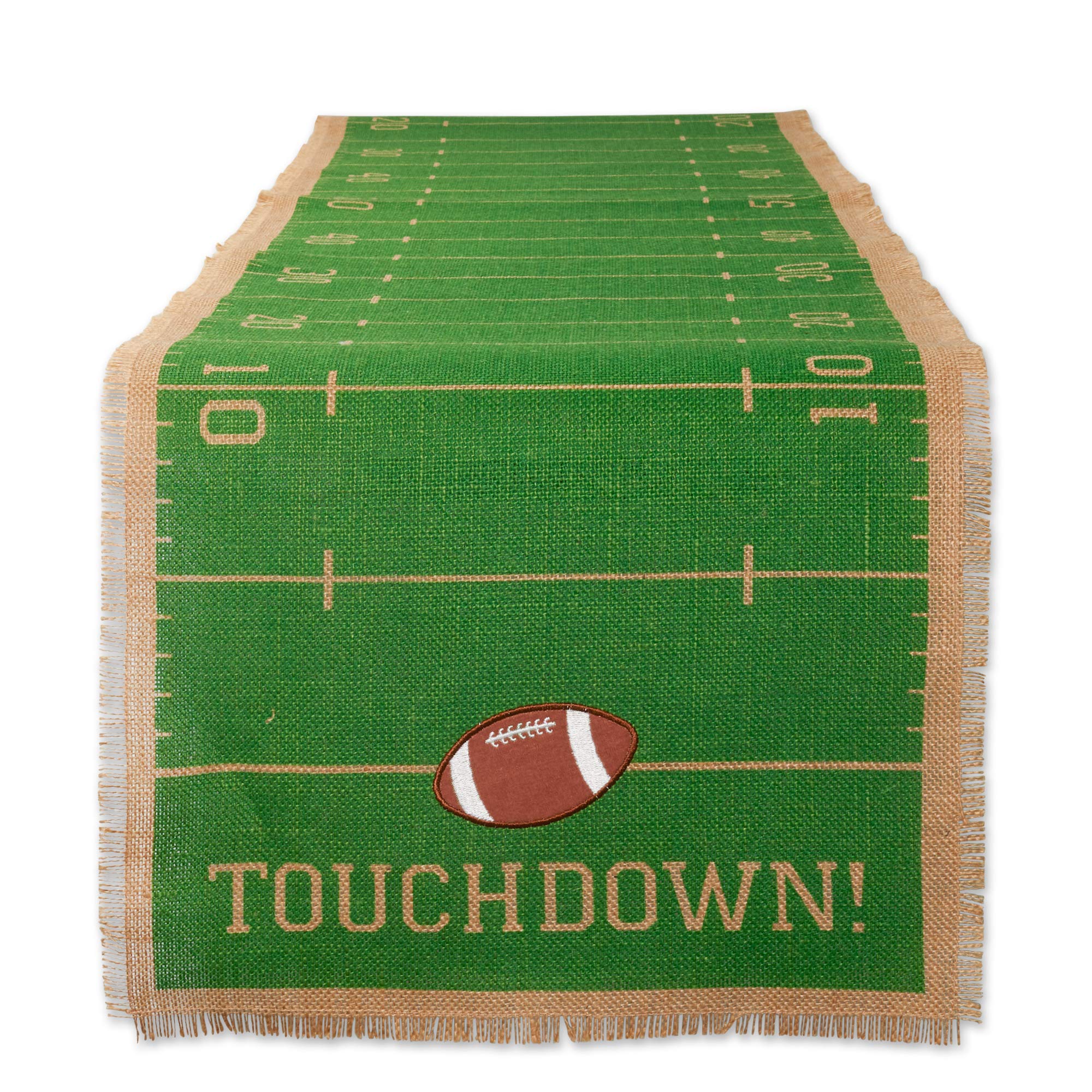 DII Football Decorations for Home & Kitchen Game Day Party D  cor, Table Runner, 14x74, Jute Turf Field