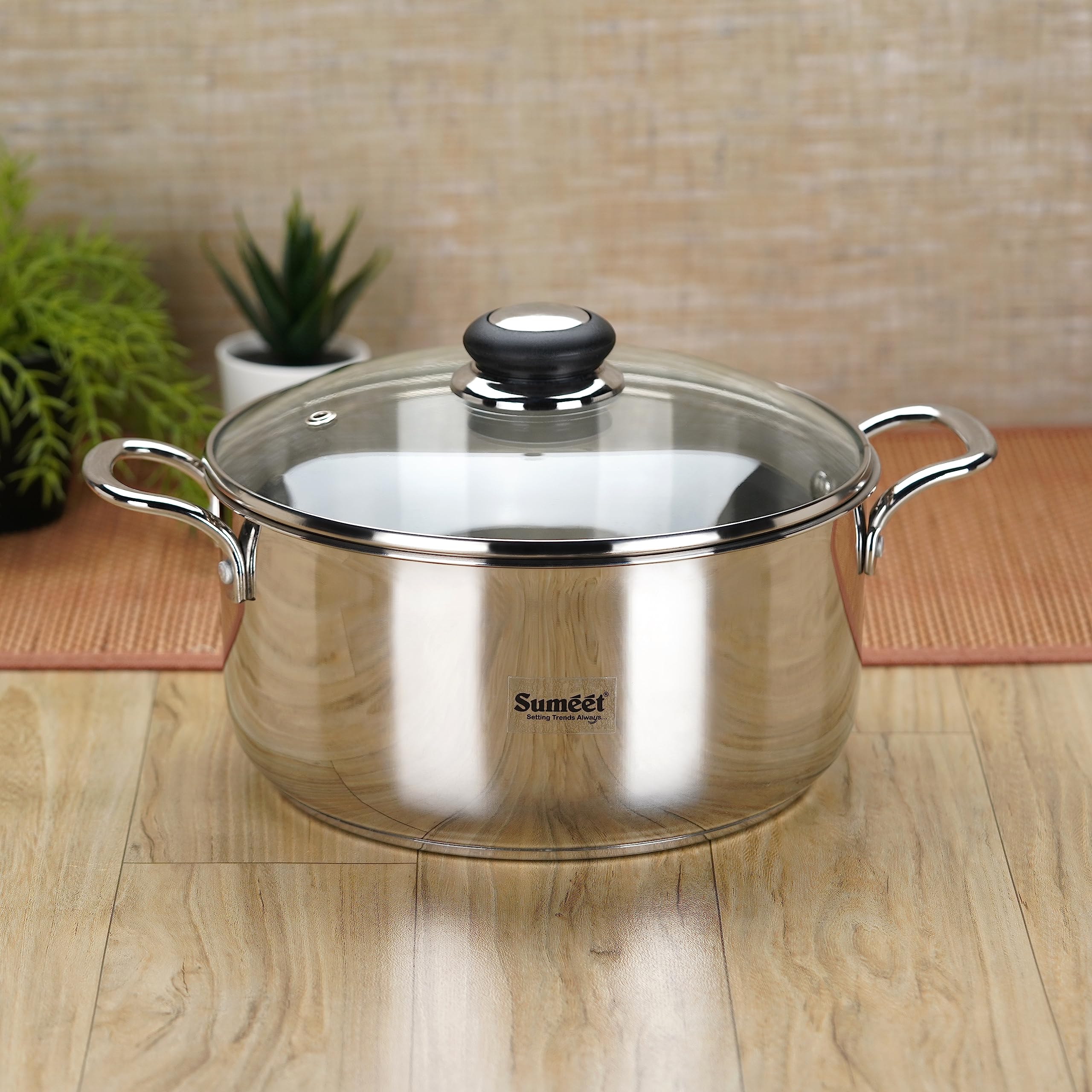 Sumeet Stainless Steel Induction Bottom(Encapsulated Bottom) Casserole With S.S Lid 3.2 Liters,20 Cm Dia,Silver