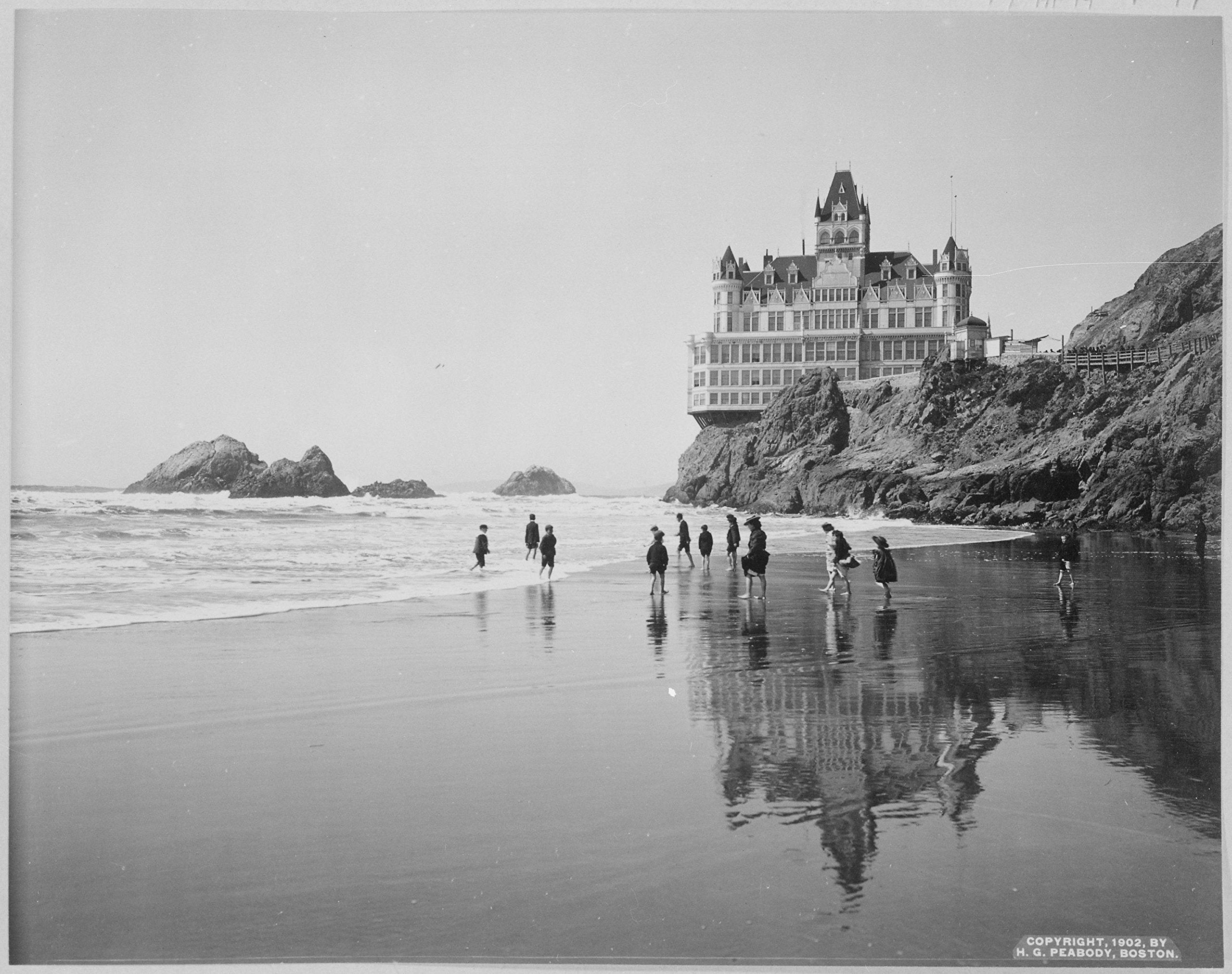 Cliff House And Seal Rocks San Francisco California Vintage Photo - Great Beach House And Lighthouse Decorations, Black And Whit