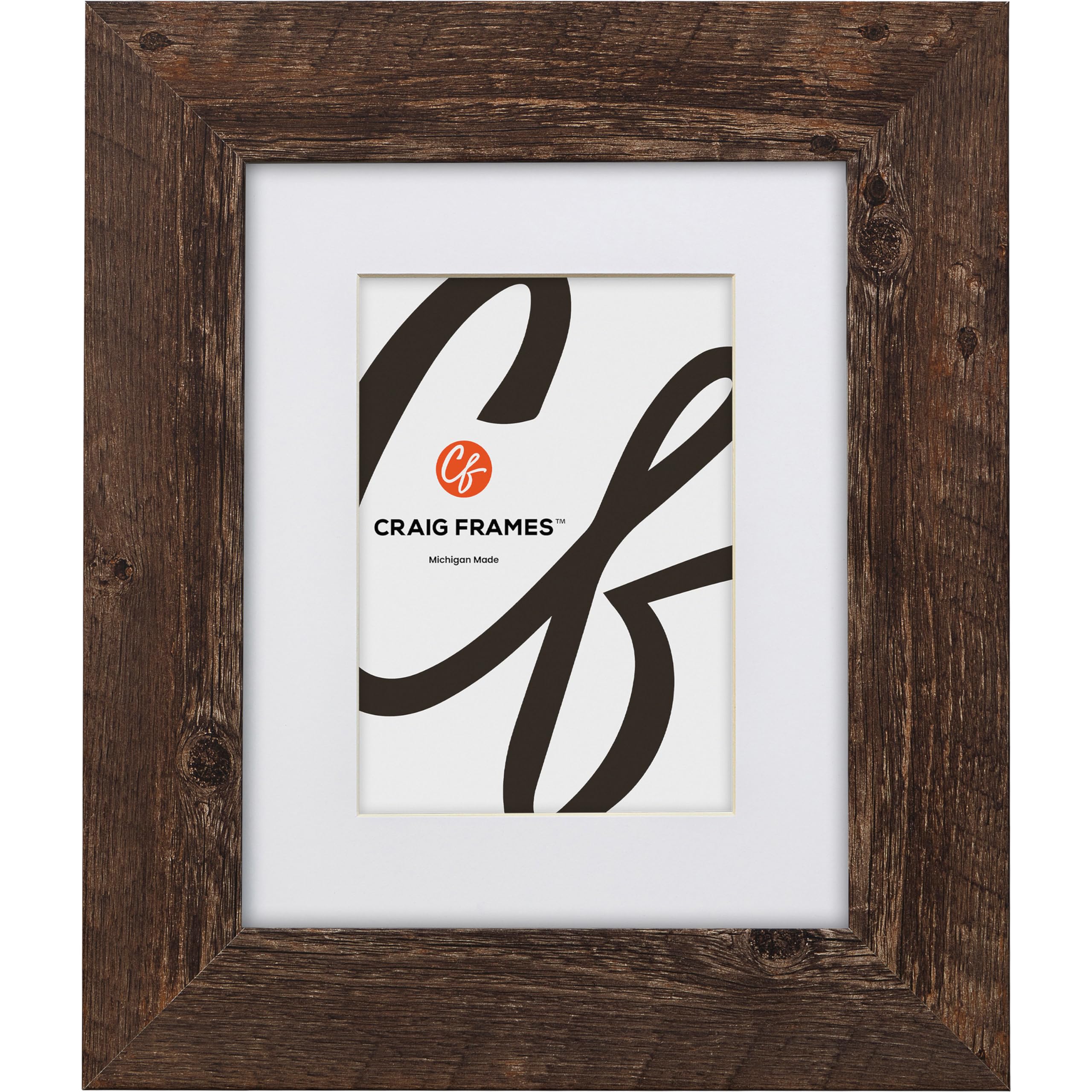 Craig Frames American Barn, 30x30 Picture Frame Matted for a 24x24 Photo, Brown Oak