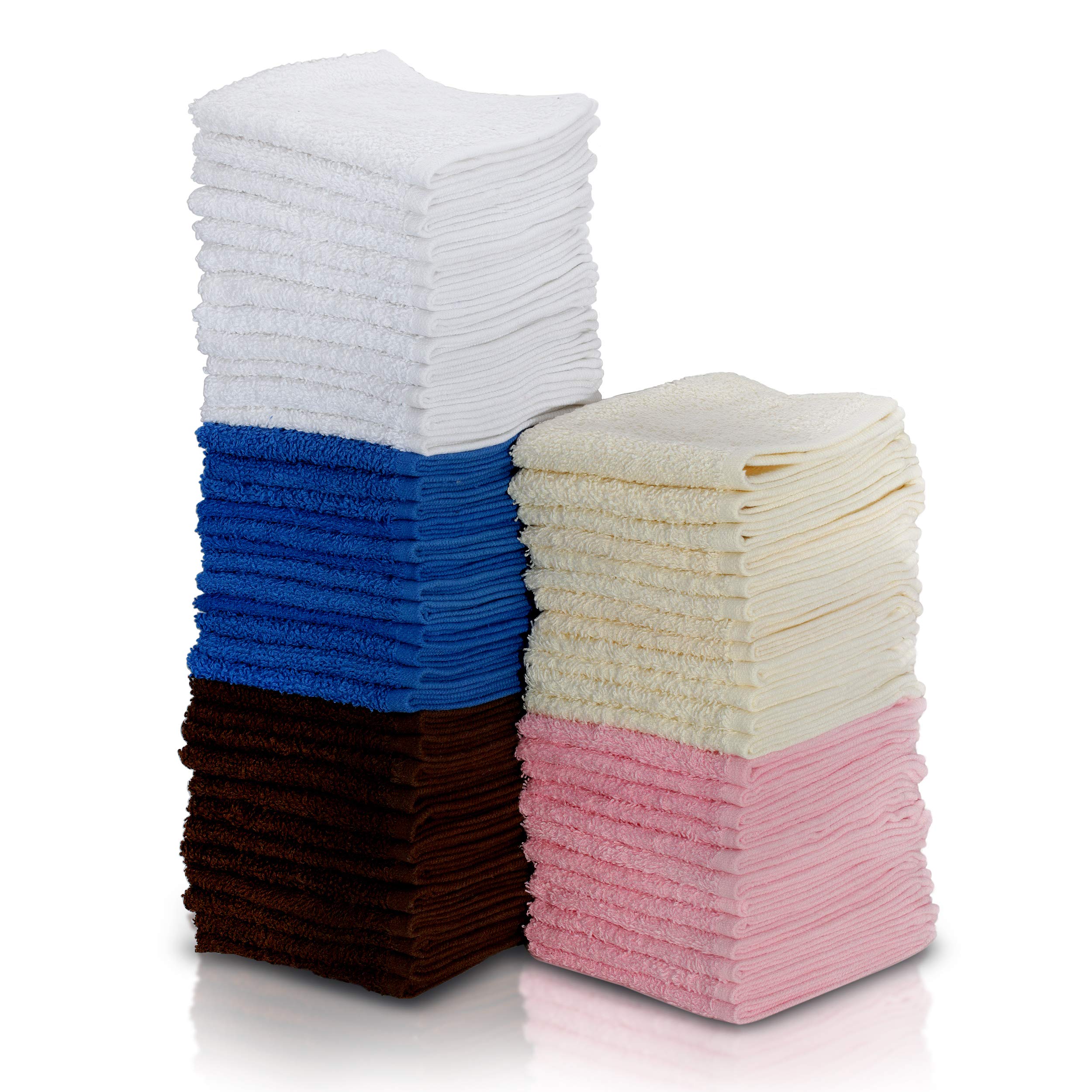SIMPLI-MAGIC 79264C Cotton Washcloths  Size: 12?x12?  Multi Color  (Pack of 8  400 Count Total)