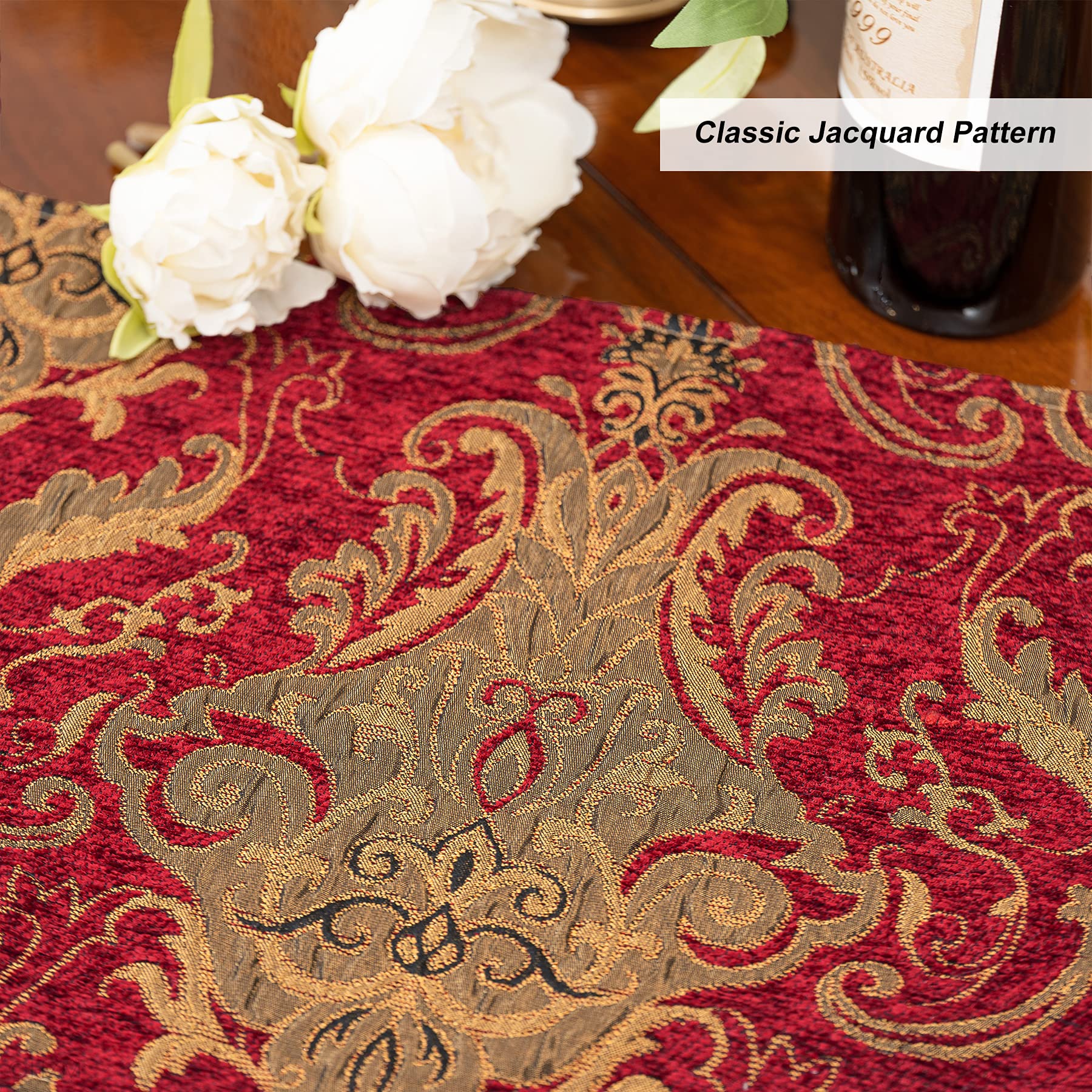 Loom And Mill Luxury Damask Placemats, Set Of 6 Vintage Jacquard Chenille Table Place Mats For Dining Table Kitchen Room Holiday