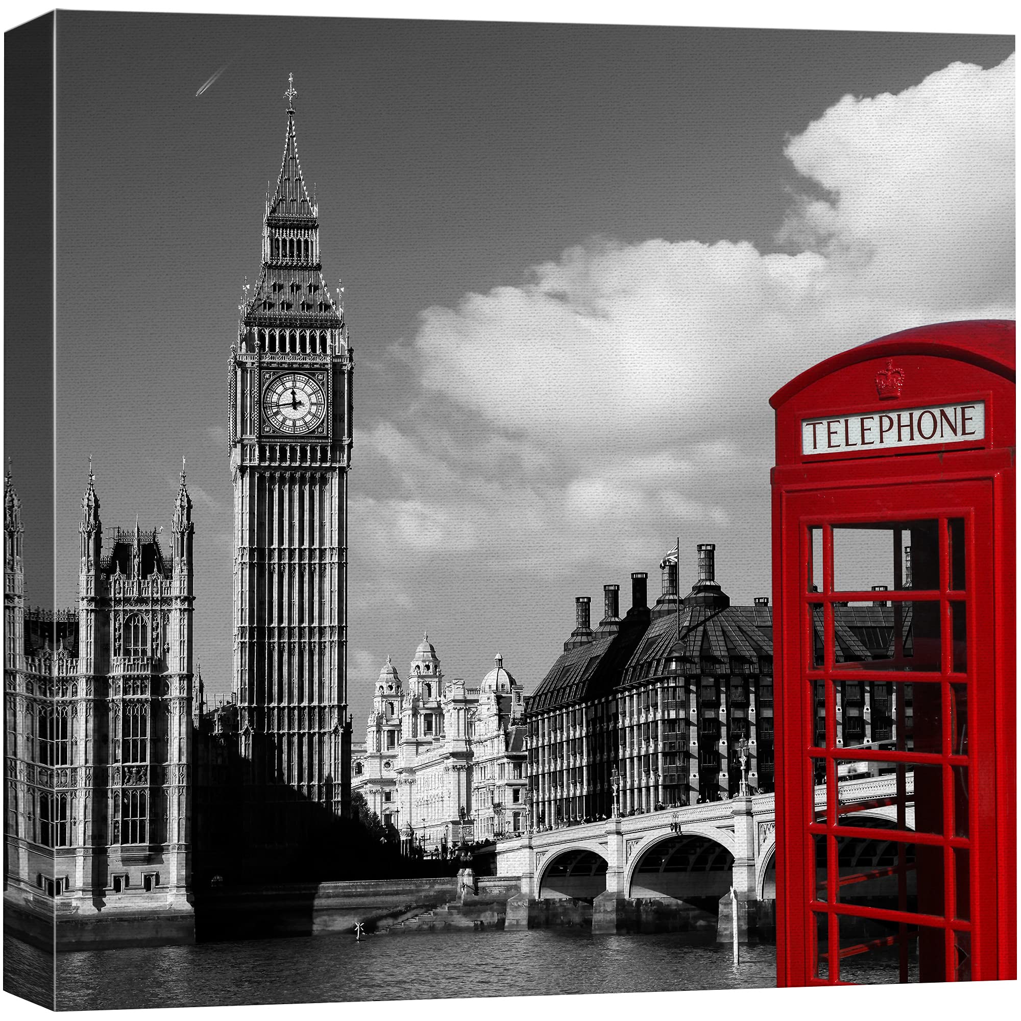 Wall26 Canvas Print Wall Art Pop Of Color Telephone & Big Ben Architecture & Maps Cities Photography Realism Chic Scenic Relax/C