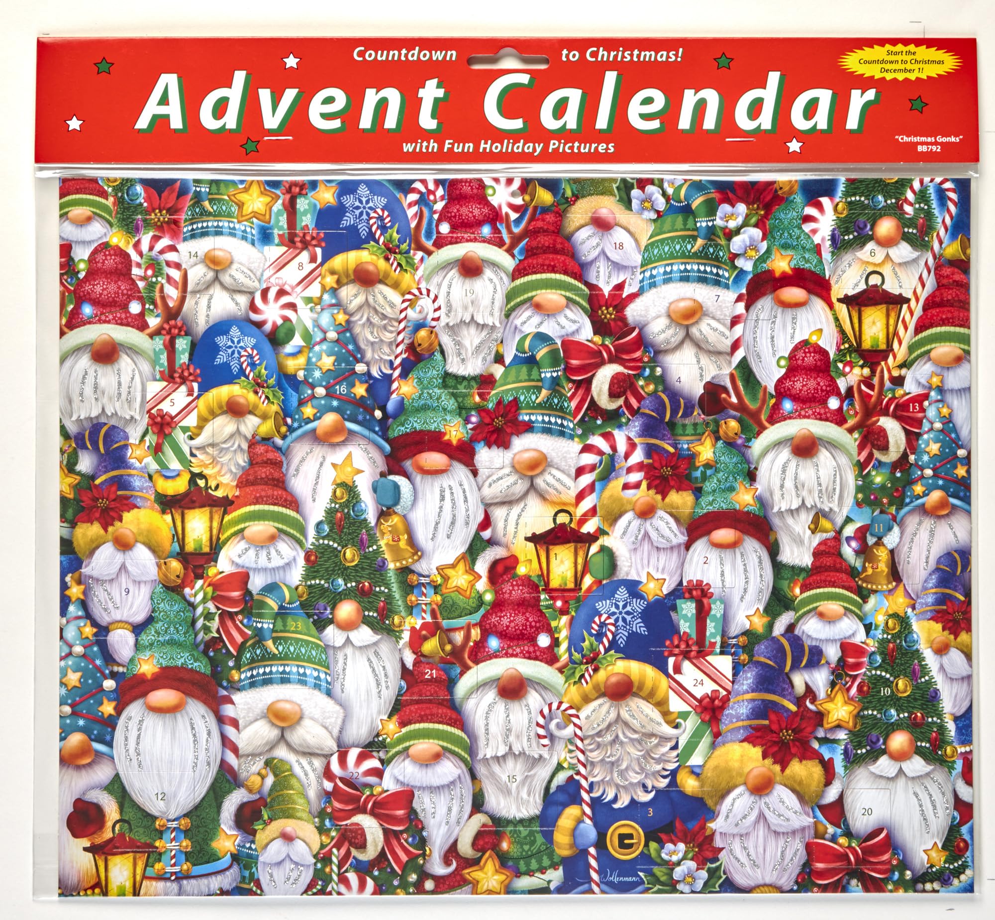 Christmas Gonks Advent Calendar (Christmas Countdown Calendar) with Holiday Pictures by Vermont Christmas Company