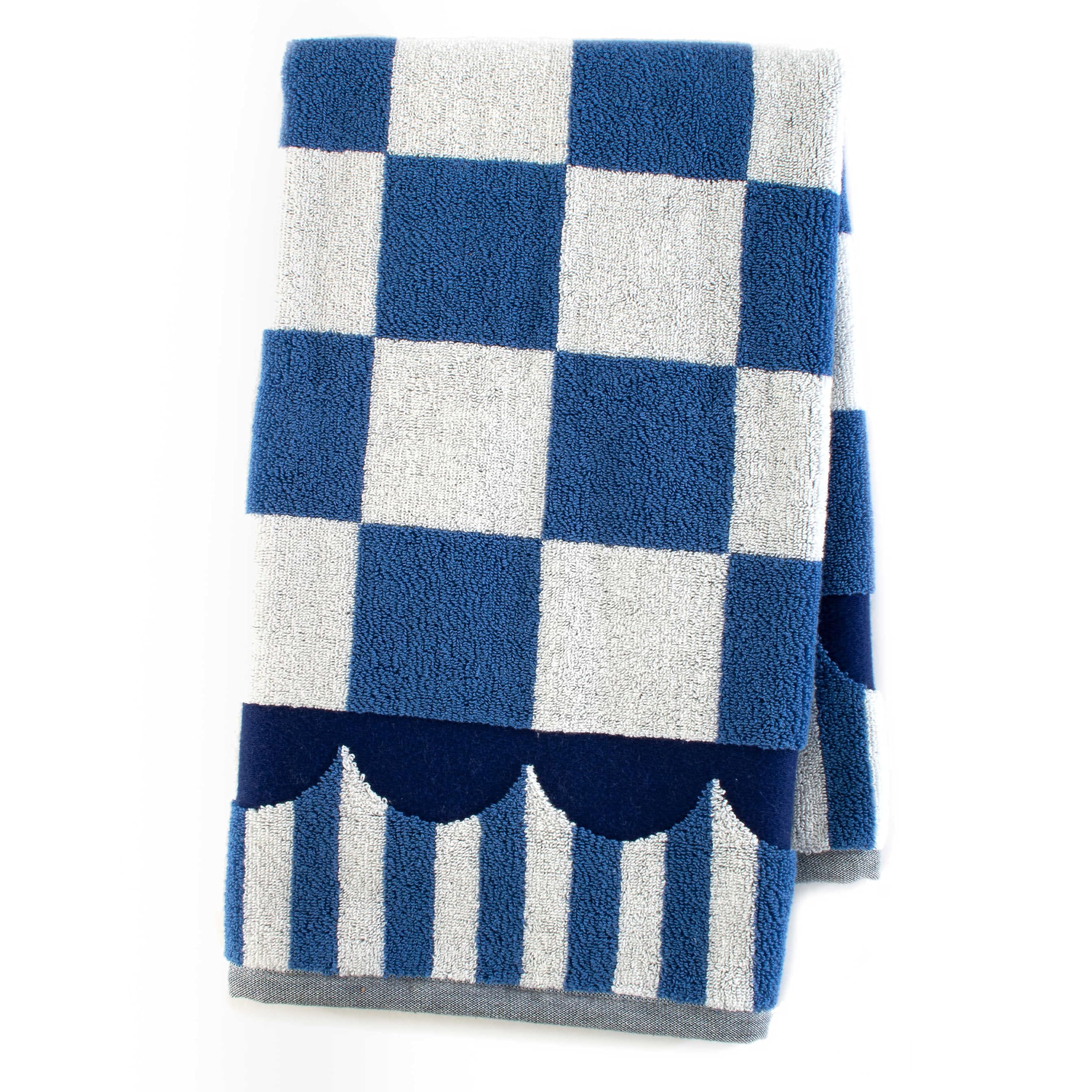 Mackenzie-Childs Hand Towel, Cute Decorative Hand Towel For Bathroom And Kitchen, Blue-And-White Royal Check