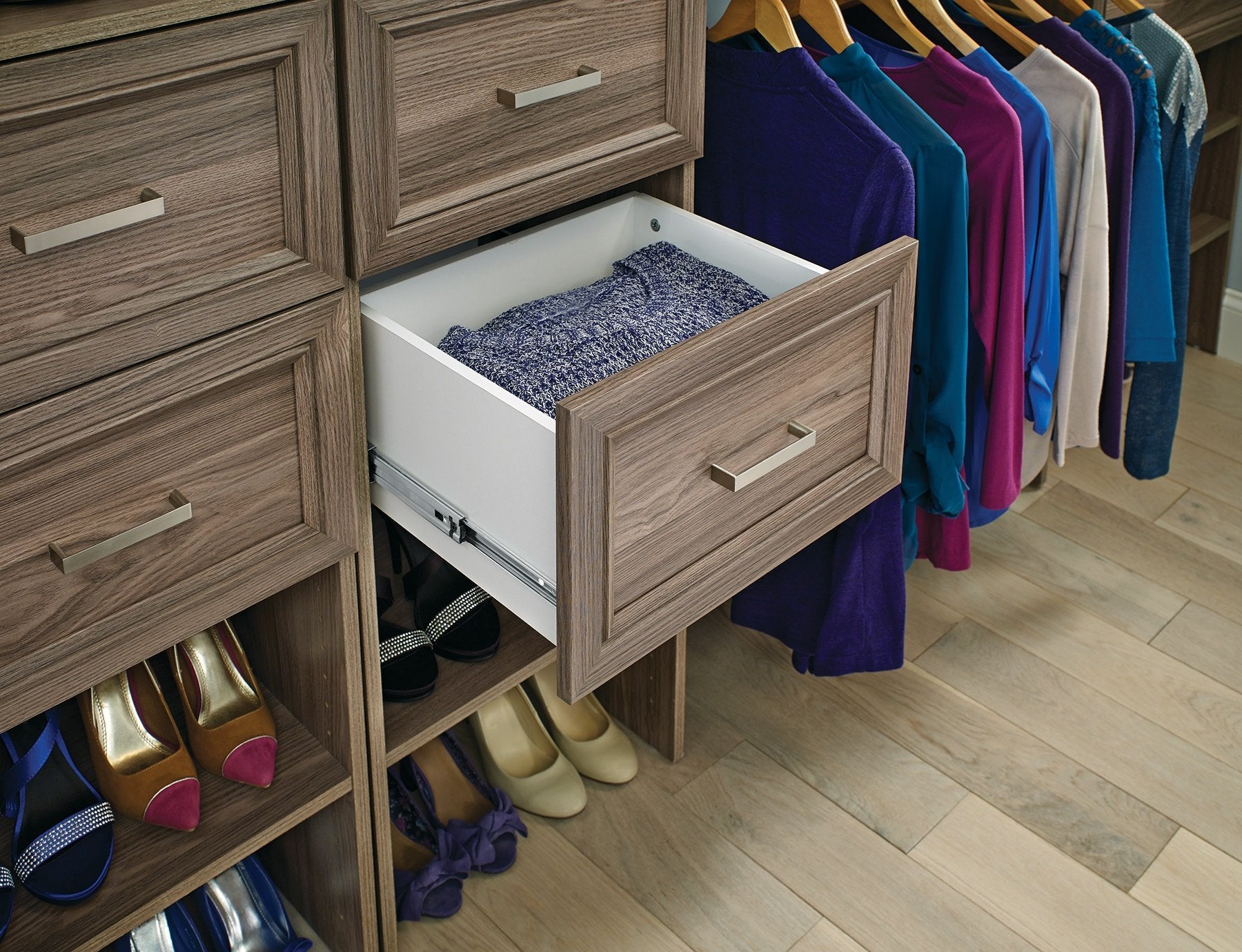 Closetmaid Suitesymphony Wood, Add On Accessory Shaker Style, For Storage, Closet, Clothes, X 10    Size For 16 In. Units, Natur