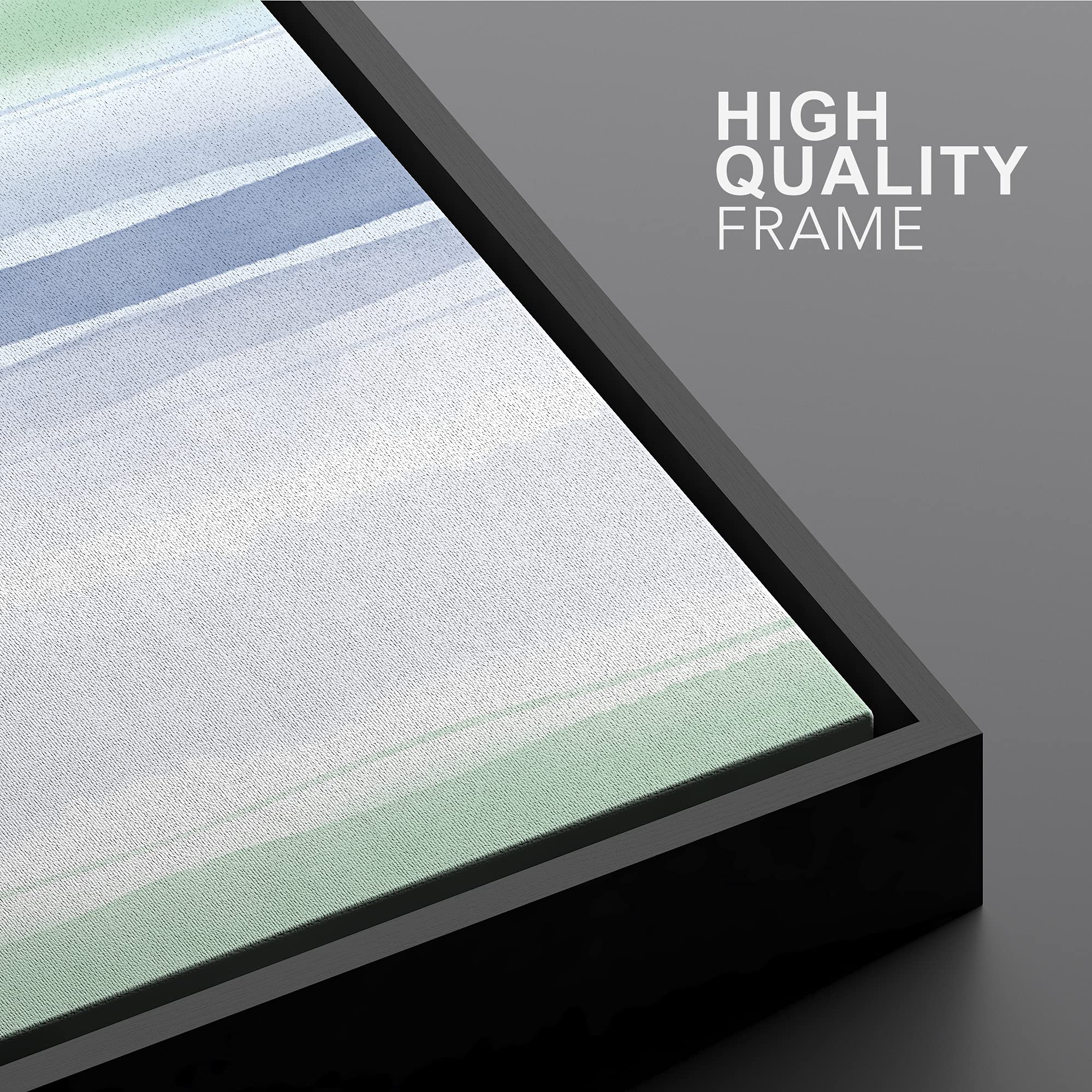 Ashbrook Framed Canvas Print Wall Art Vertical Green & Blue Paint Strokes Abstract Shapes Illustrations Modern Minimalist Zen Co